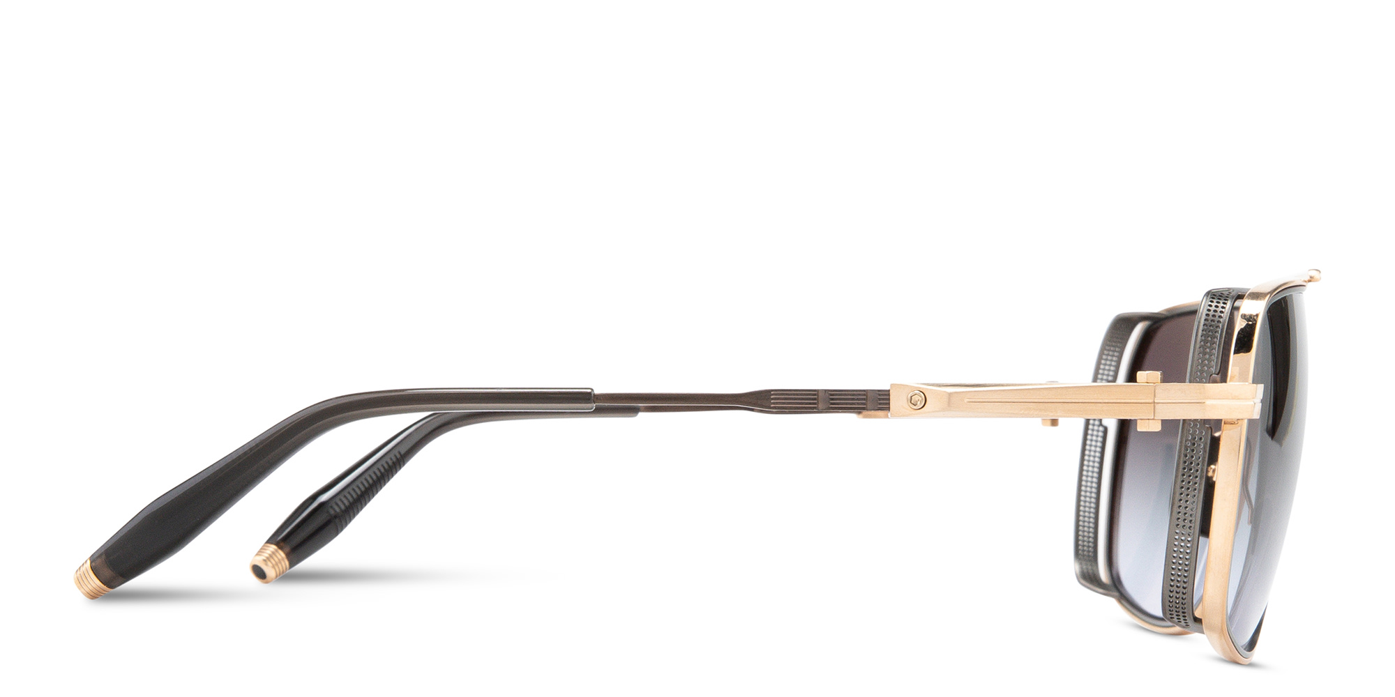 Shop AKONI Pathfinder Rectangle Sunglasses in Gold online.