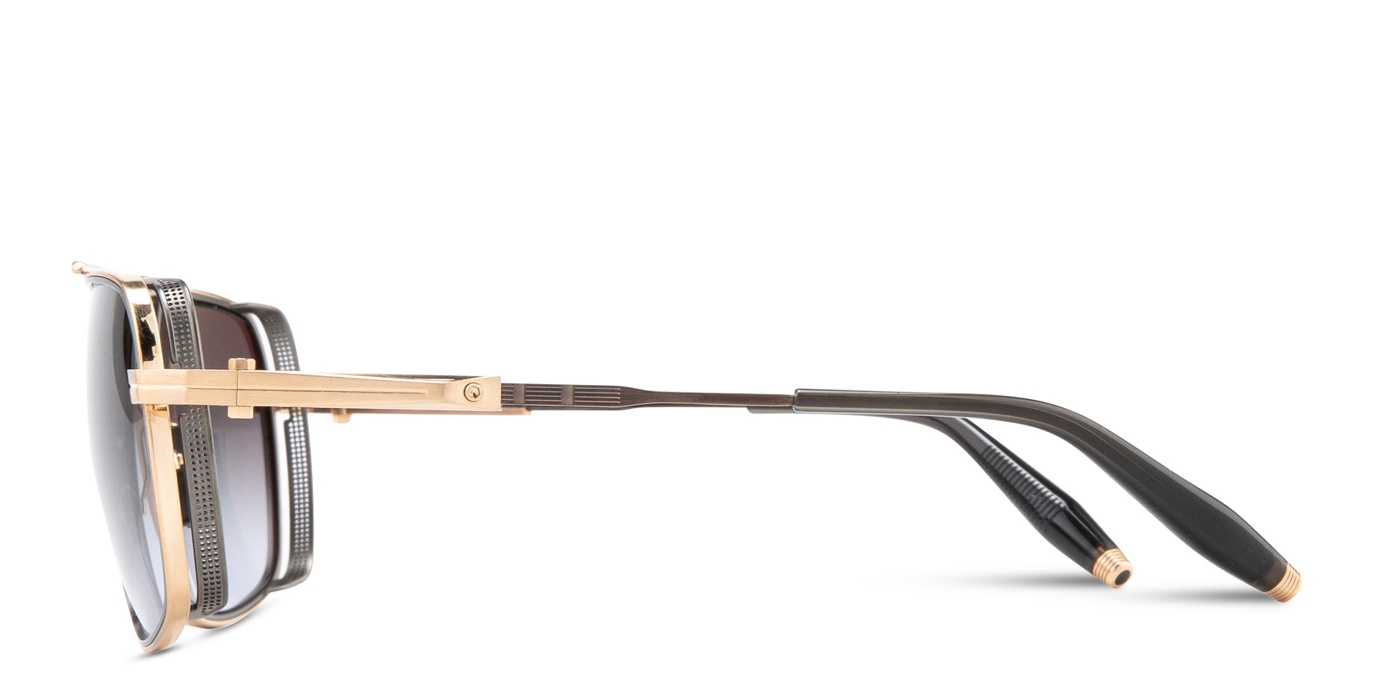 Shop AKONI Pathfinder Rectangle Sunglasses in Gold online.