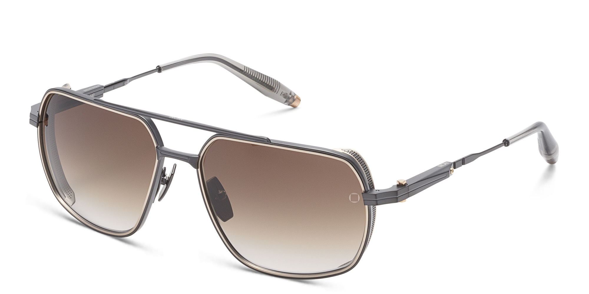 AKONI Pathfinder Rectangle Sunglasses in Black – Product Photo 2