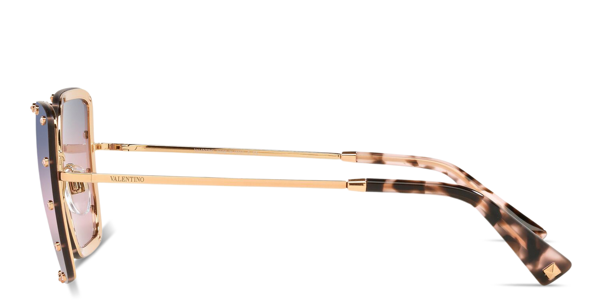 Shop VALENTINO Rhinestone Oversized Square Sunglasses in Shiny Rose Gold online.