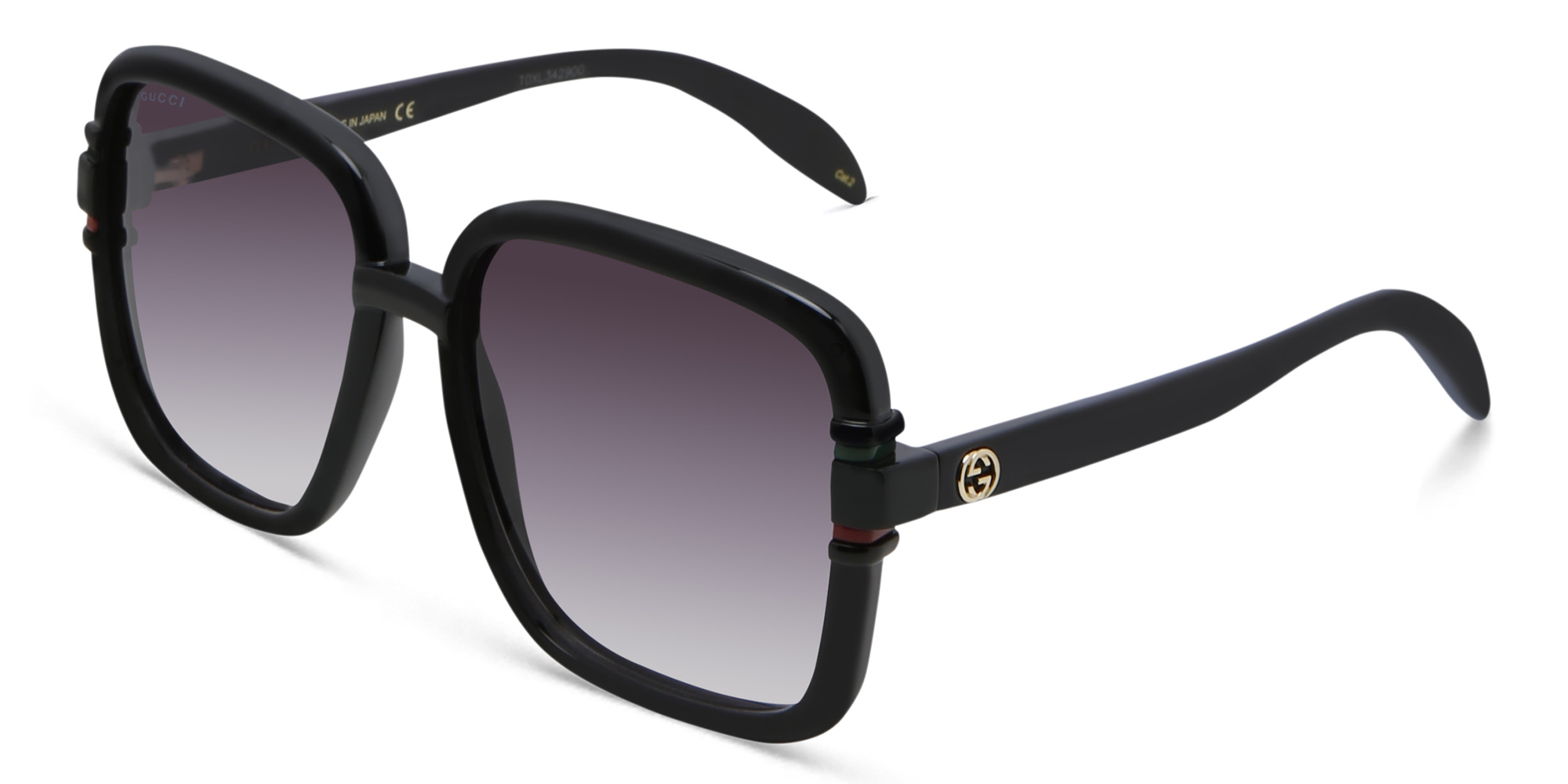 Shop GUCCI Square Sunglasses in Black online.