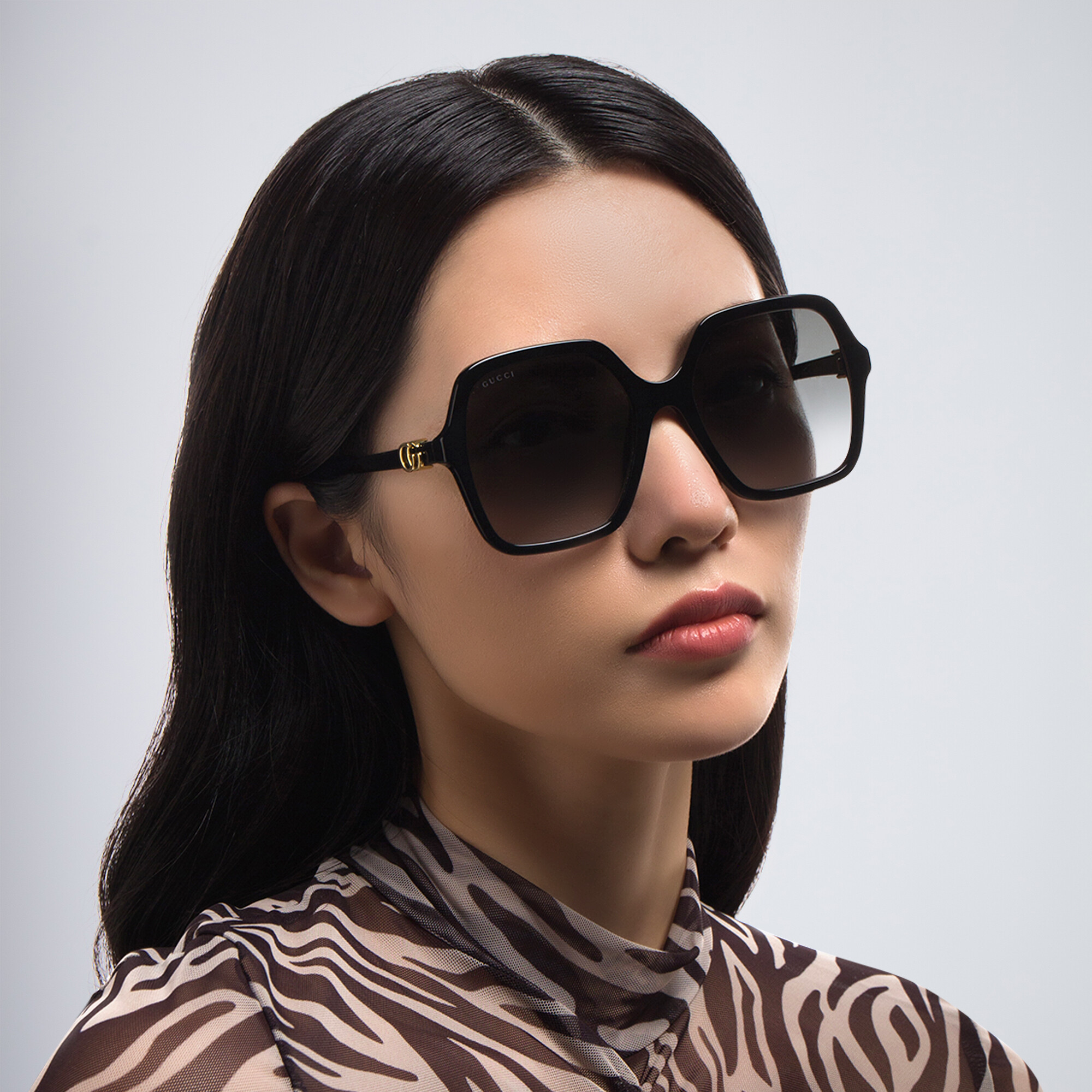 Shop GUCCI Square Sunglasses in Black online.