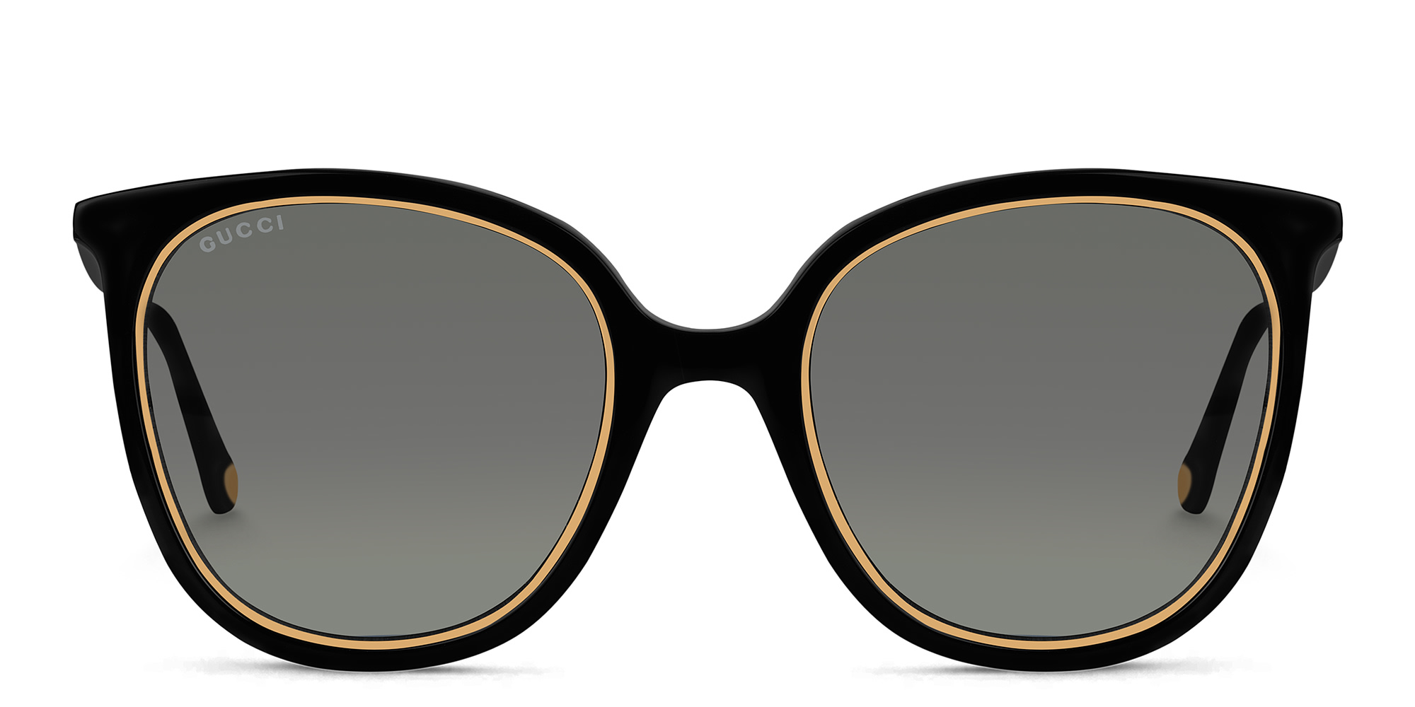 Shop GUCCI Round Sunglasses in Black online.