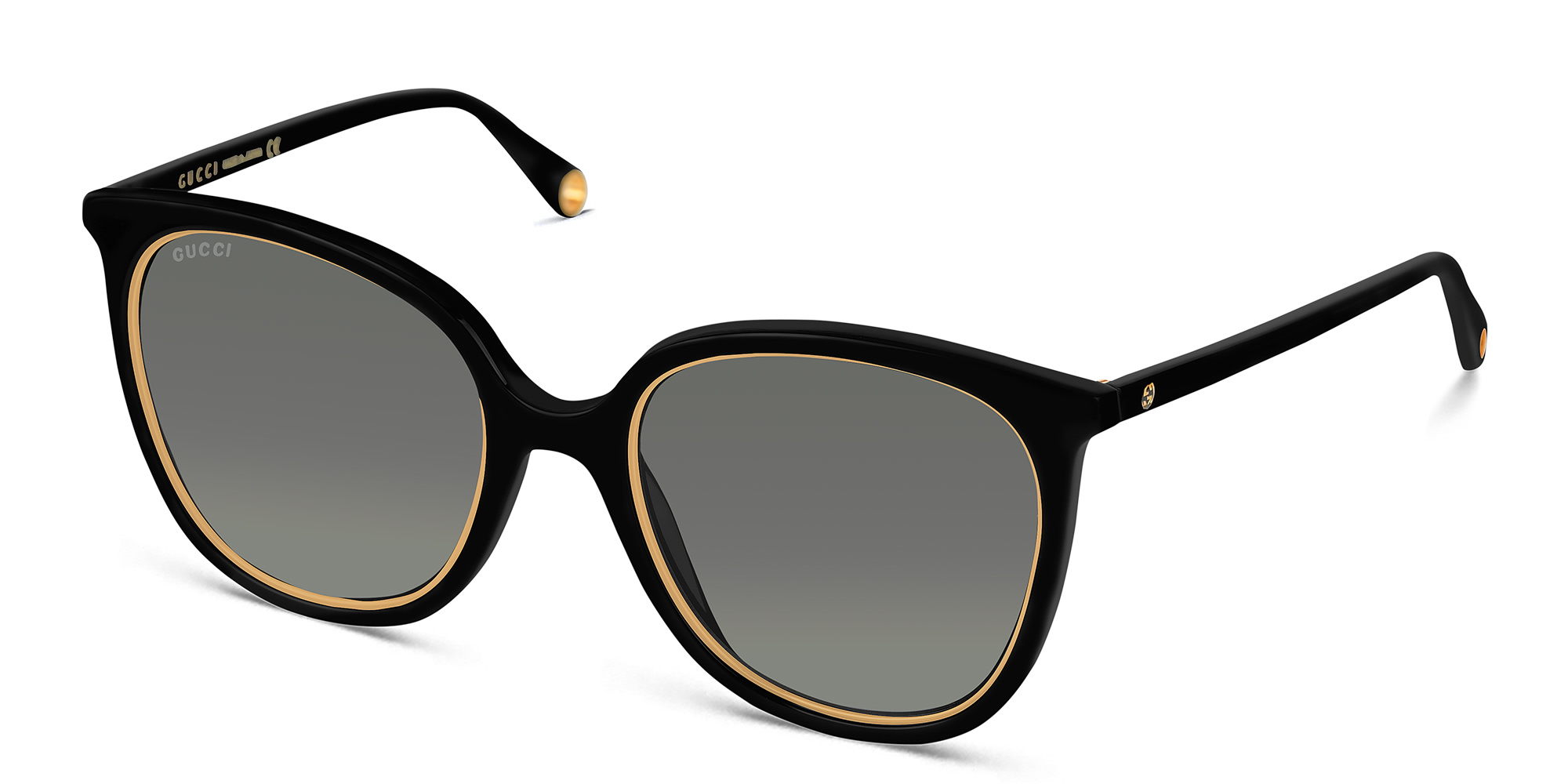 Shop GUCCI Round Sunglasses in Black online.
