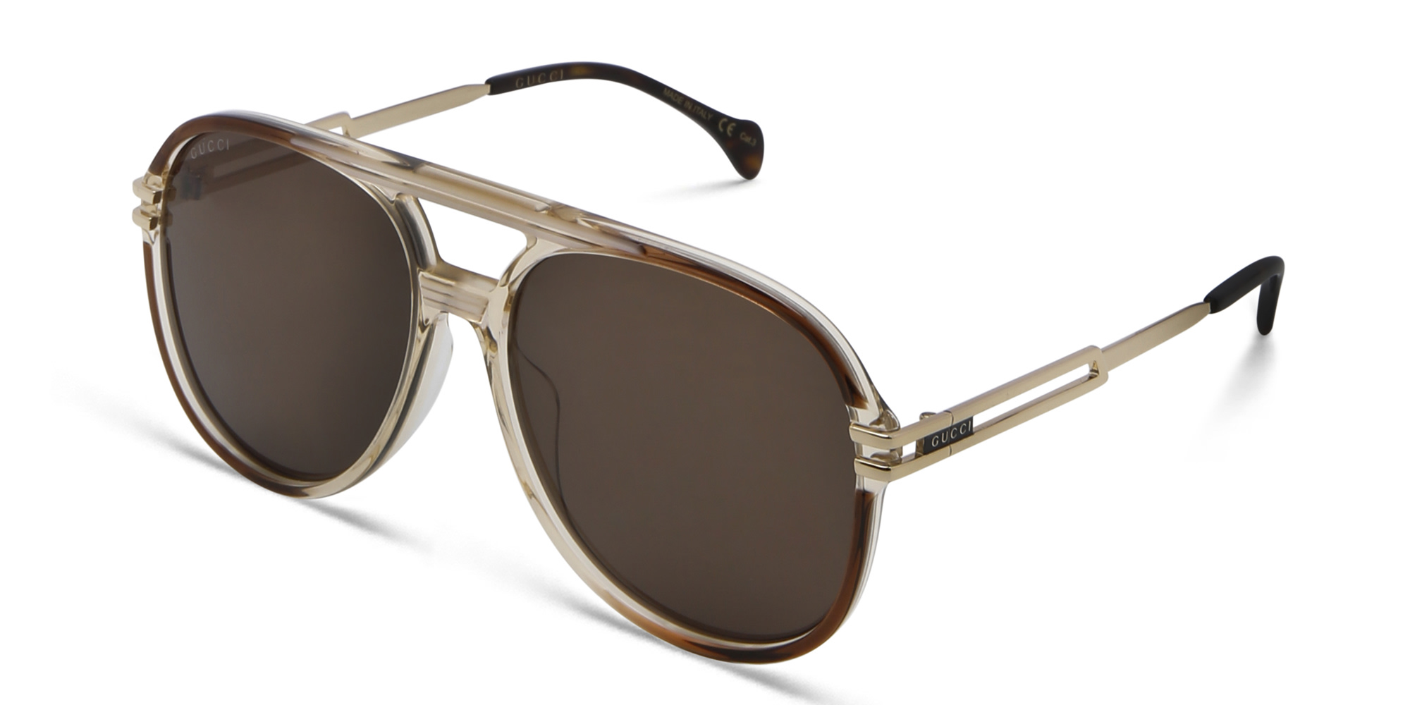 تسوق نظارة شمسية بإطار آفياتور غوتشي بلون بني أونلاين.