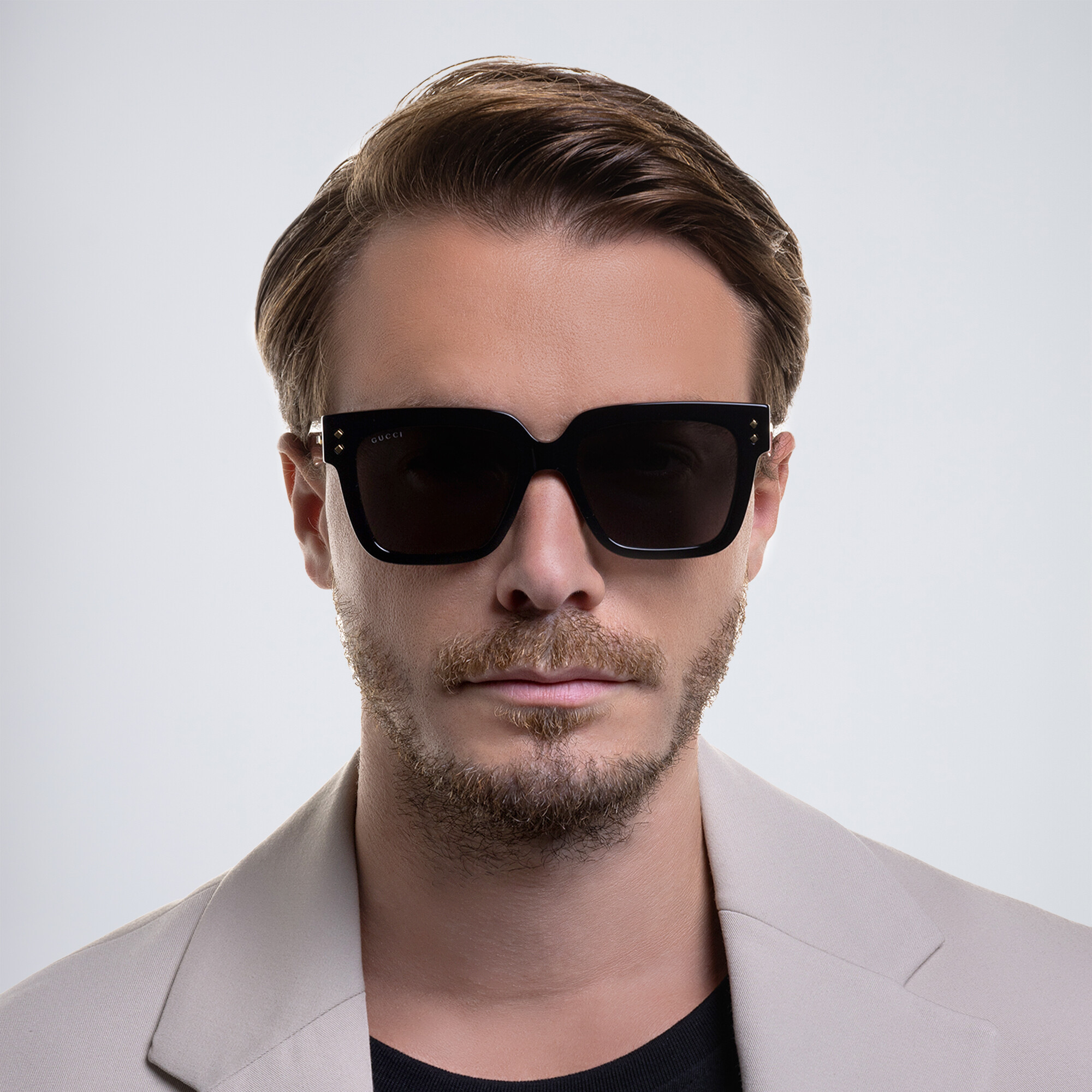 Shop GUCCI Square Sunglasses in Black online.