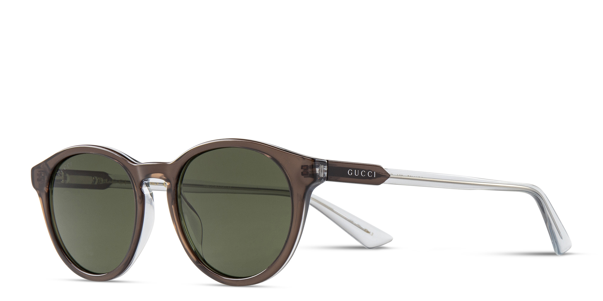 Shop GUCCI Round Sunglasses in Brown online.
