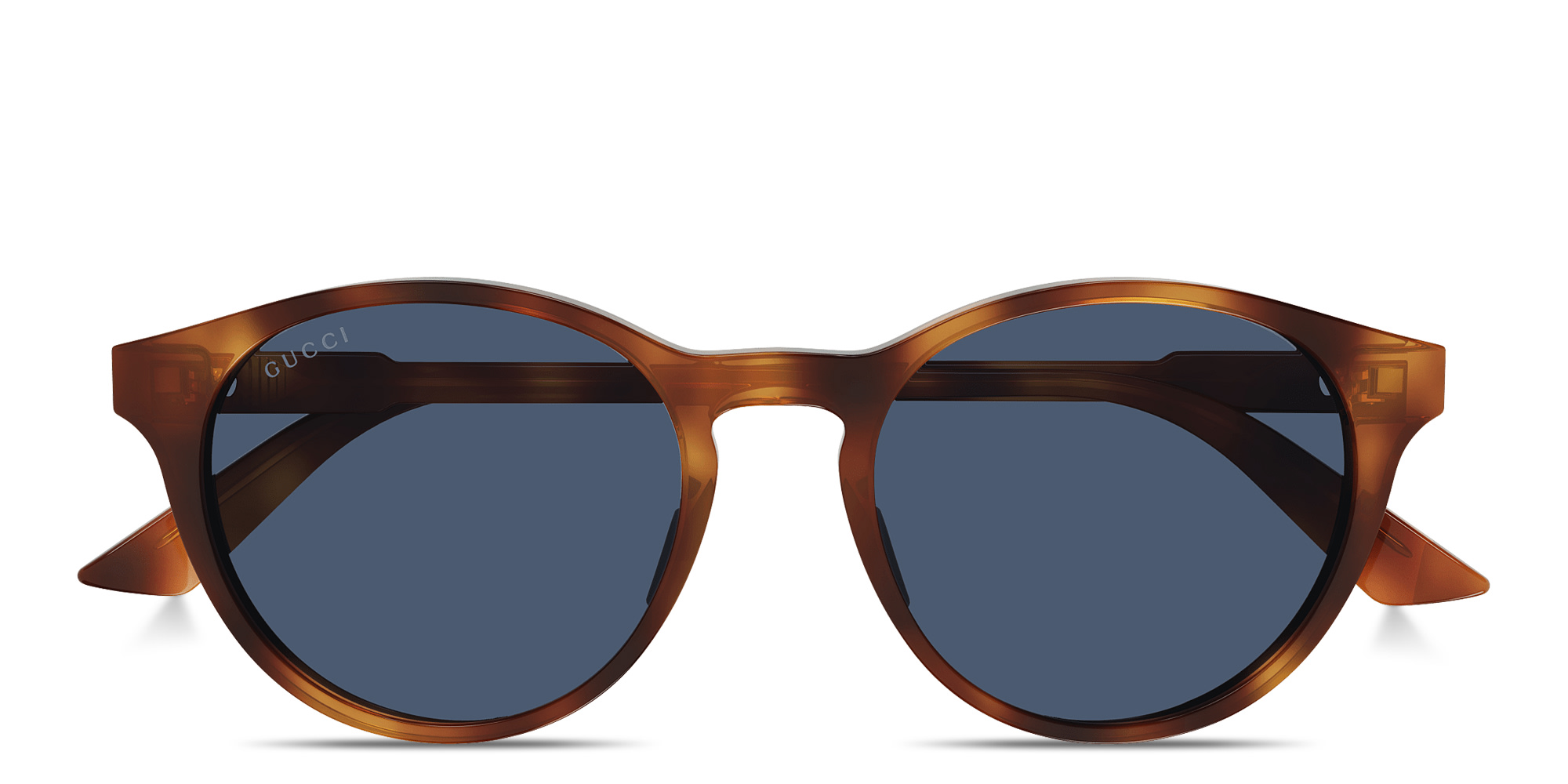 Shop GUCCI Lettering Round Sunglasses in Havana online.