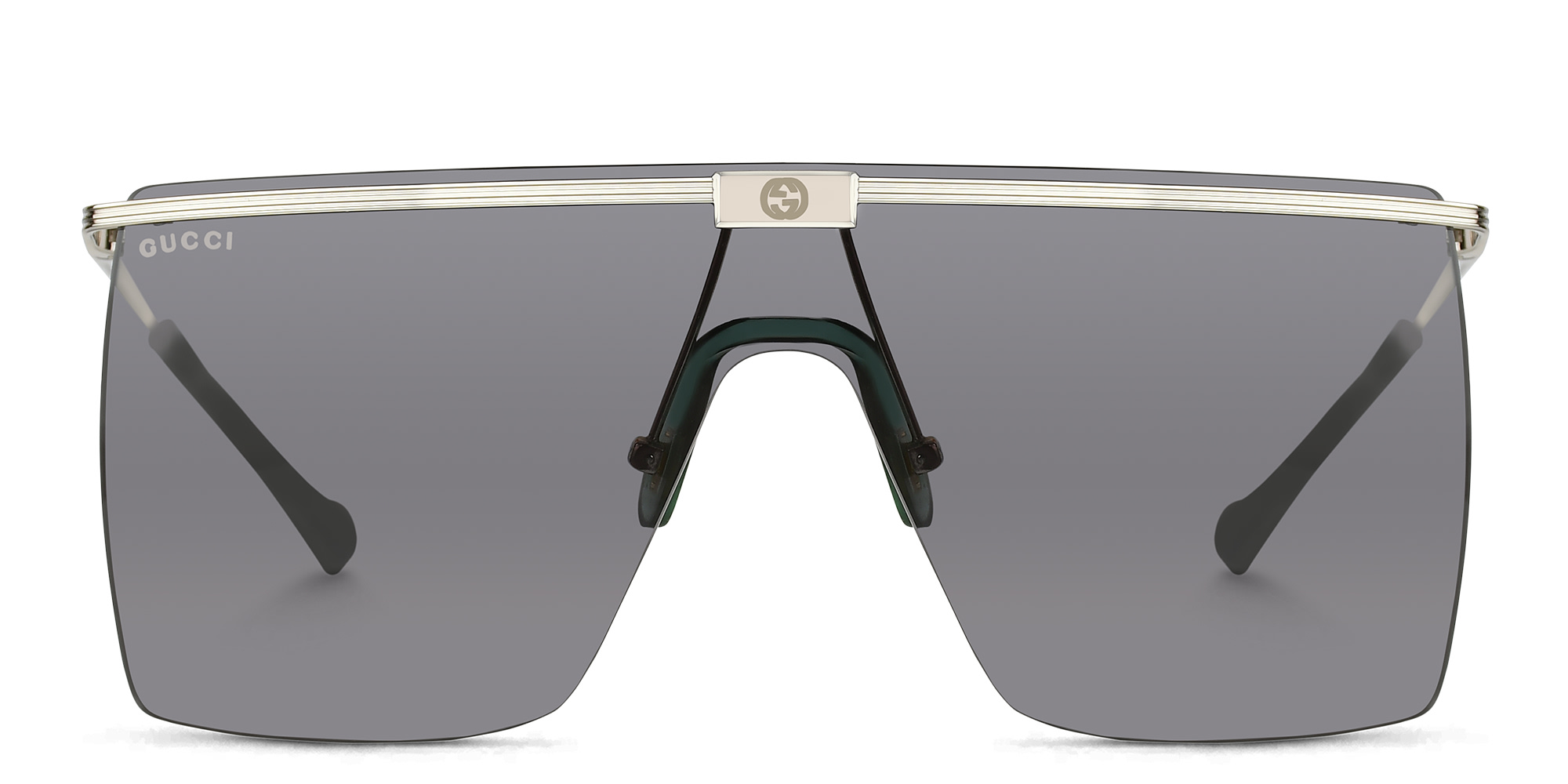 Shop GUCCI Rimless Wide Square Sunglasses in Silver online.