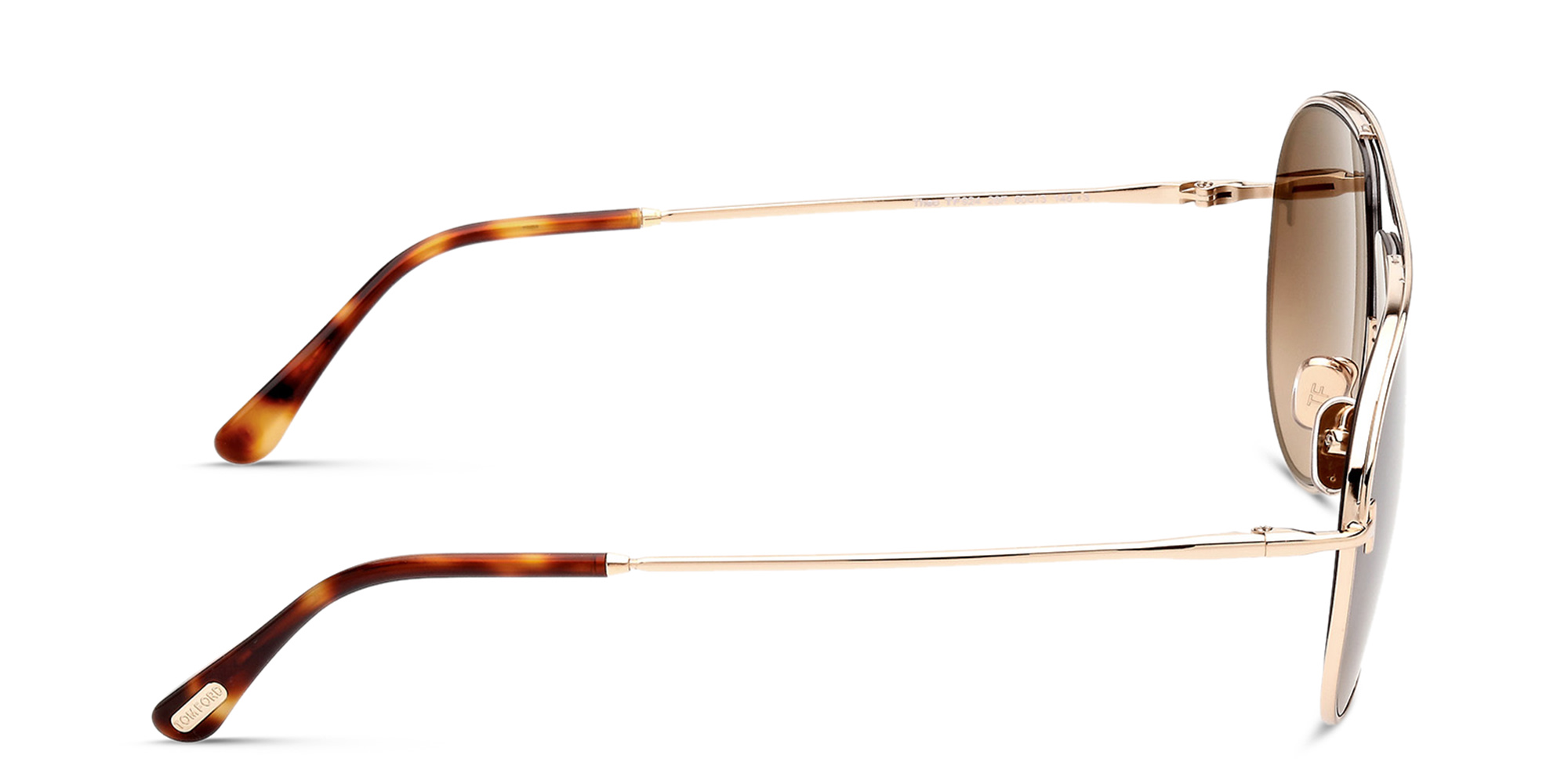 نظارات شمسية ثيو طراز بايلوت للجنسين من توم فورد بلون ذهبي وردي لامع - صورة المنتج 3