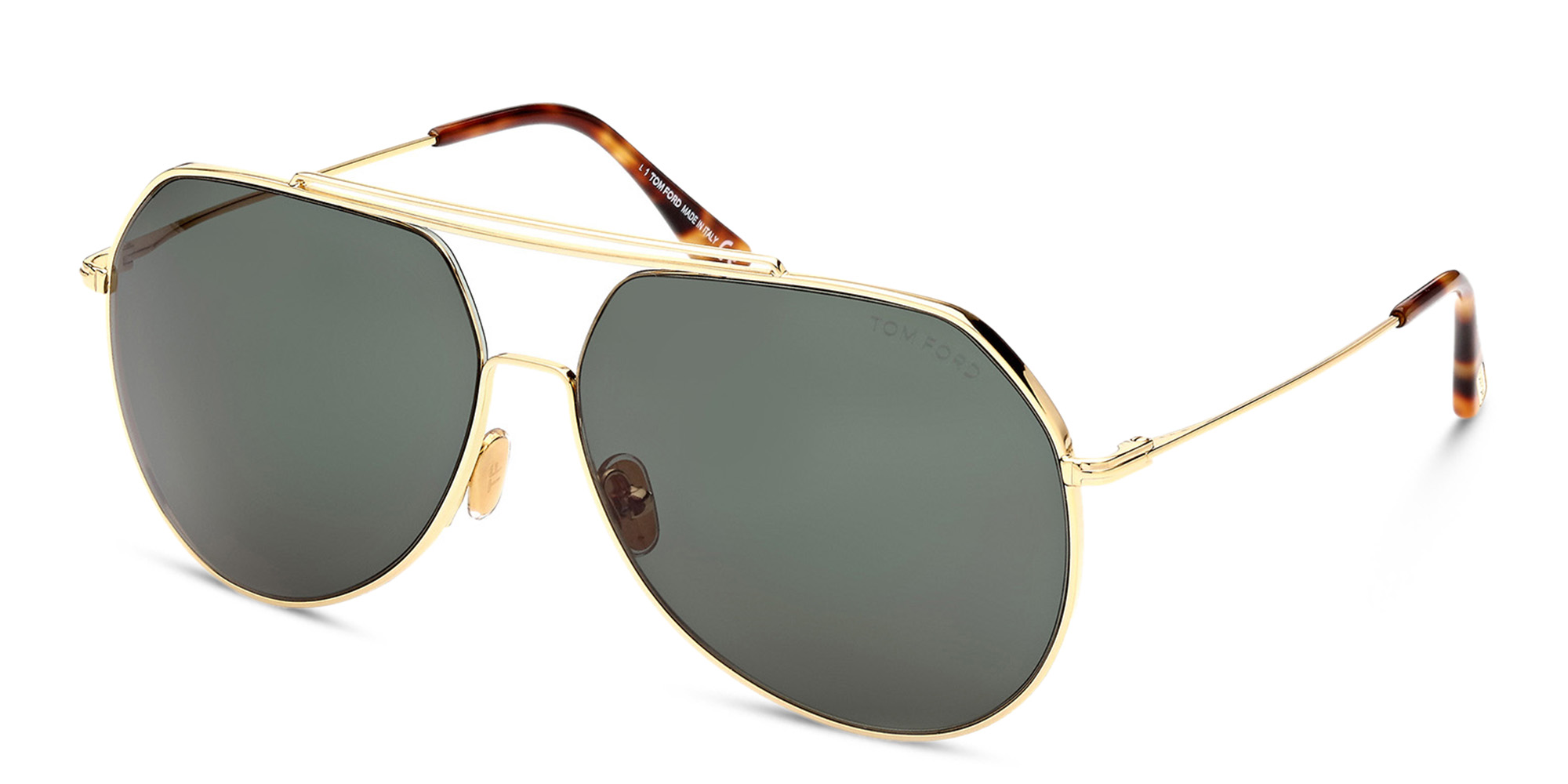 Shop TOM FORD Clyde Pilot Sunglasses in Shiny Deep Gold online.