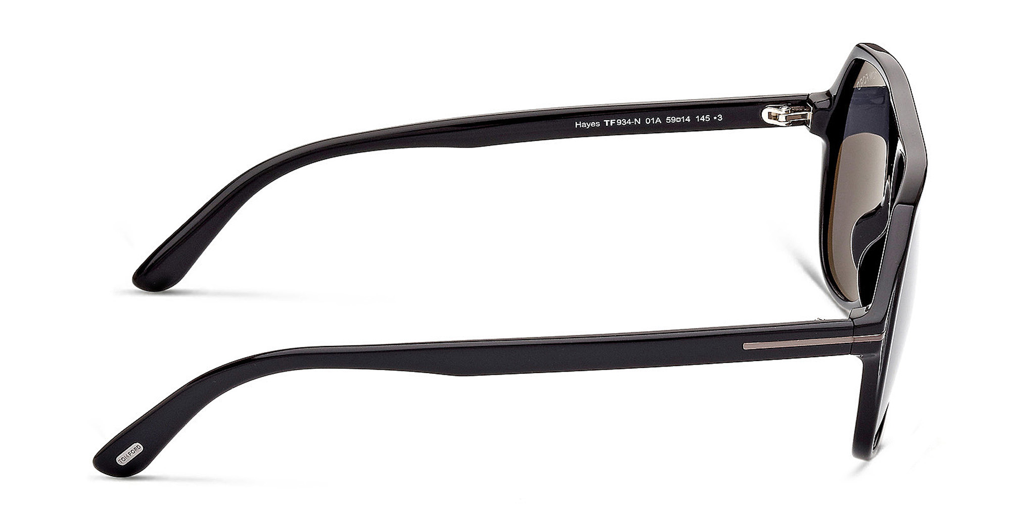 TOM FORD Hayes Aviator Sunglasses in Shiny Black – Product Photo 3