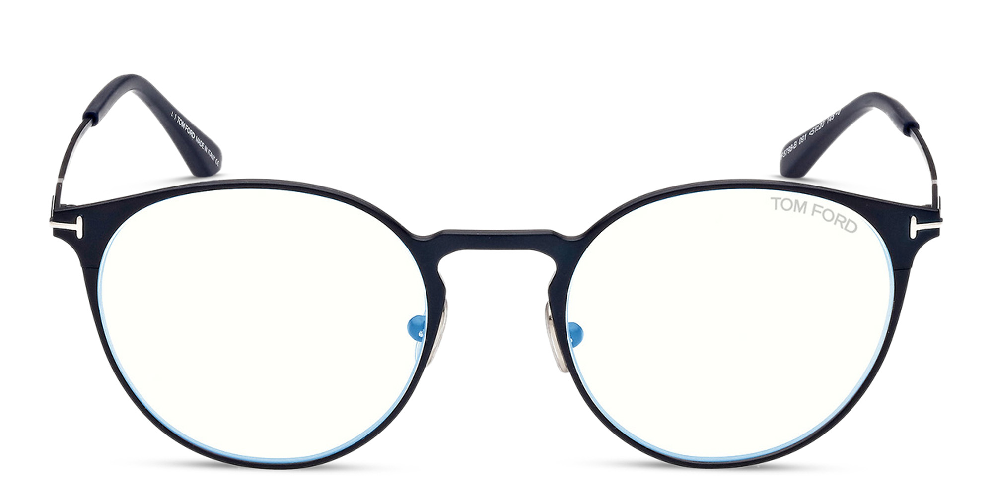 Shop TOM FORD Round Eyeglasses in Matte Blue online.