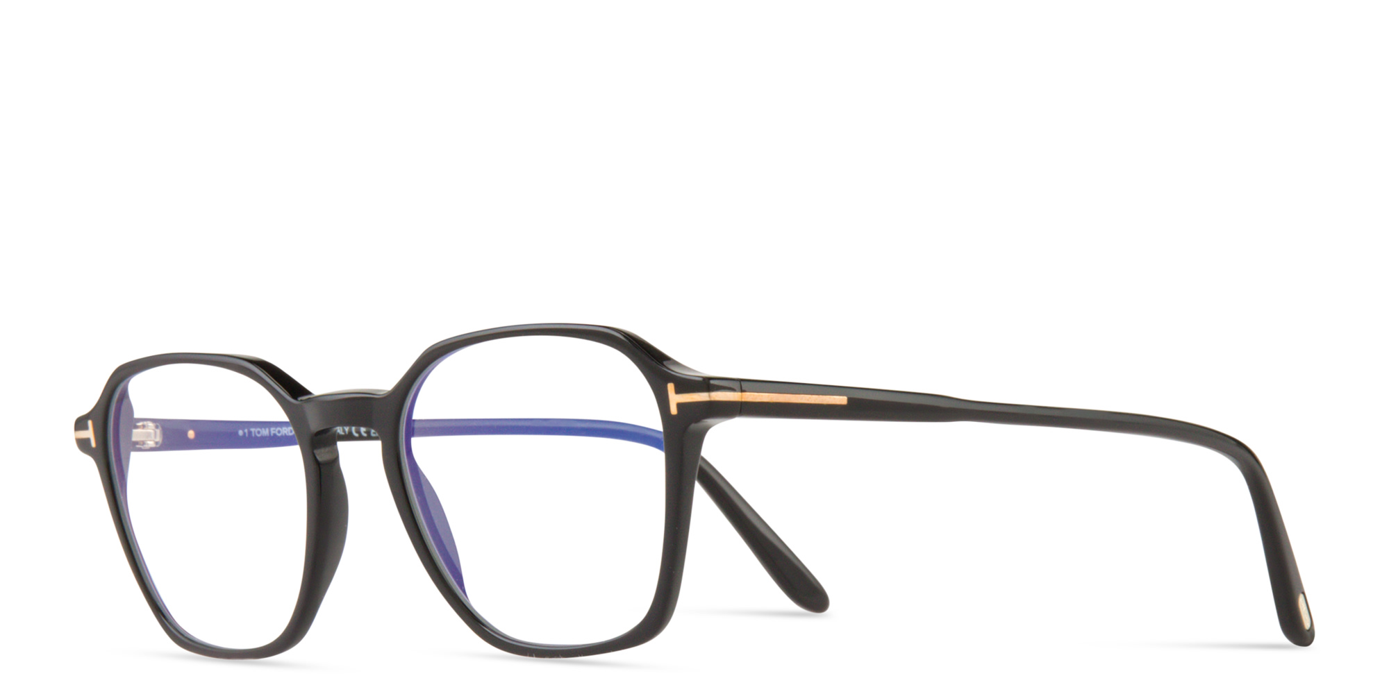 Shop TOM FORD T Logo Square Eyeglasses in Black online.