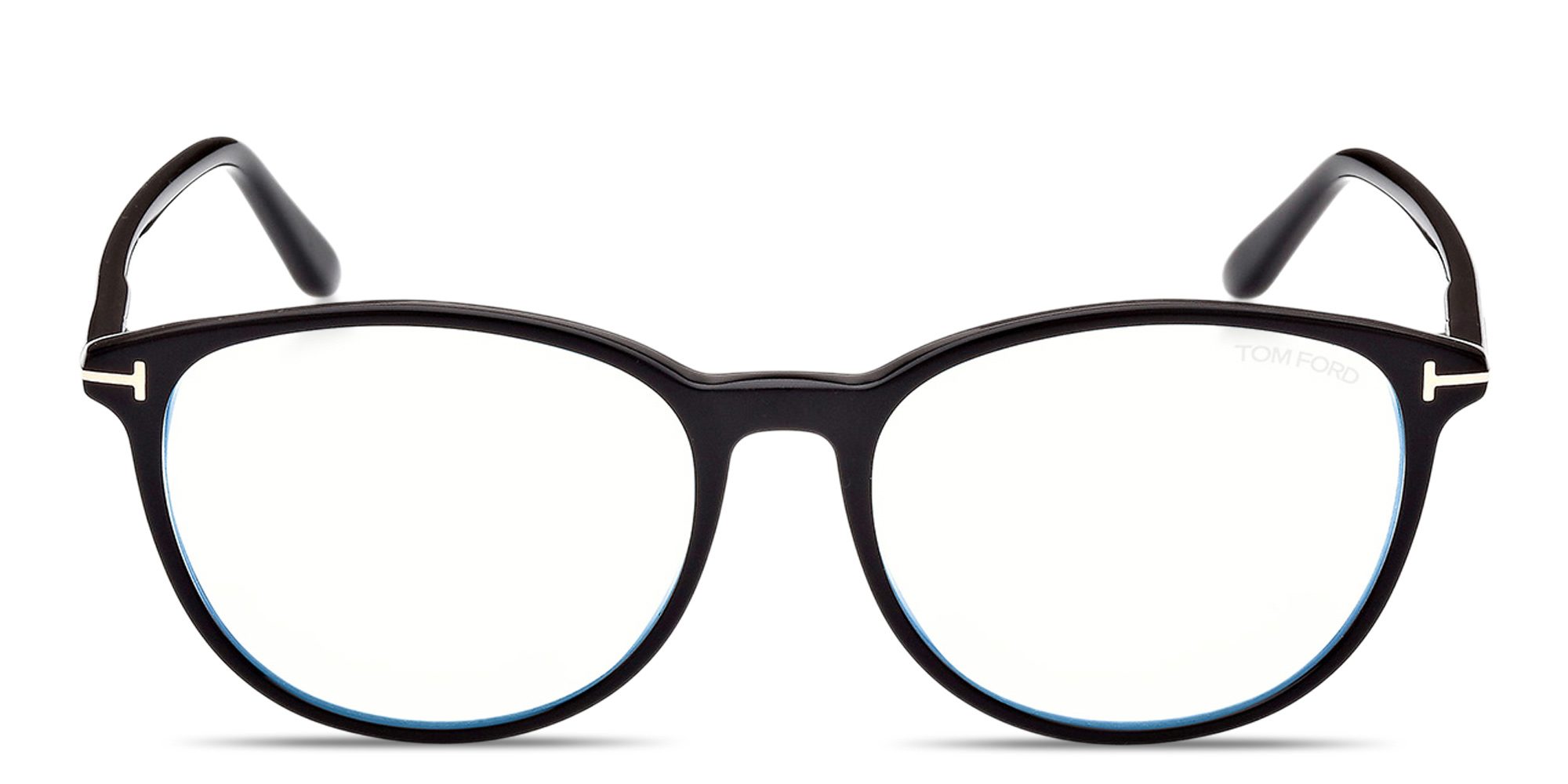 Shop TOM FORD T Logo Round Eyeglasses in Black online.