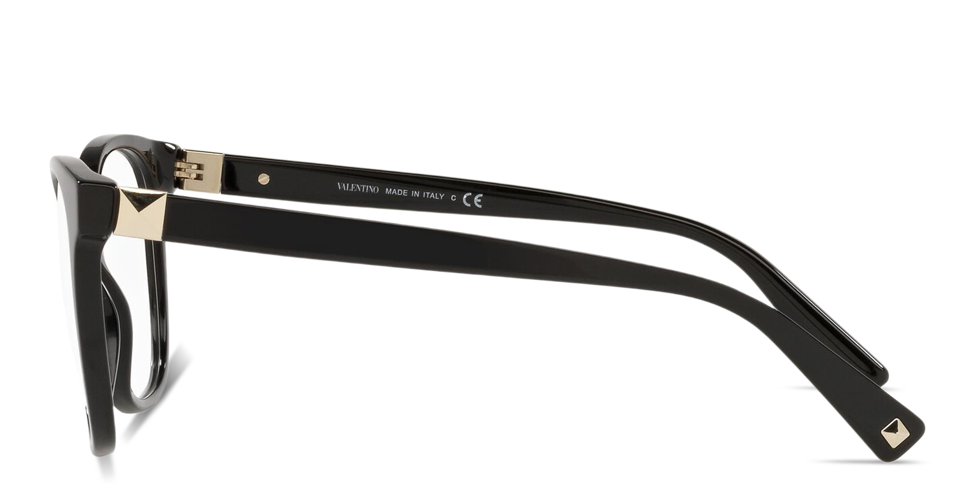 Shop VALENTINO Stud Square Eyeglasses in Shiny Black online.