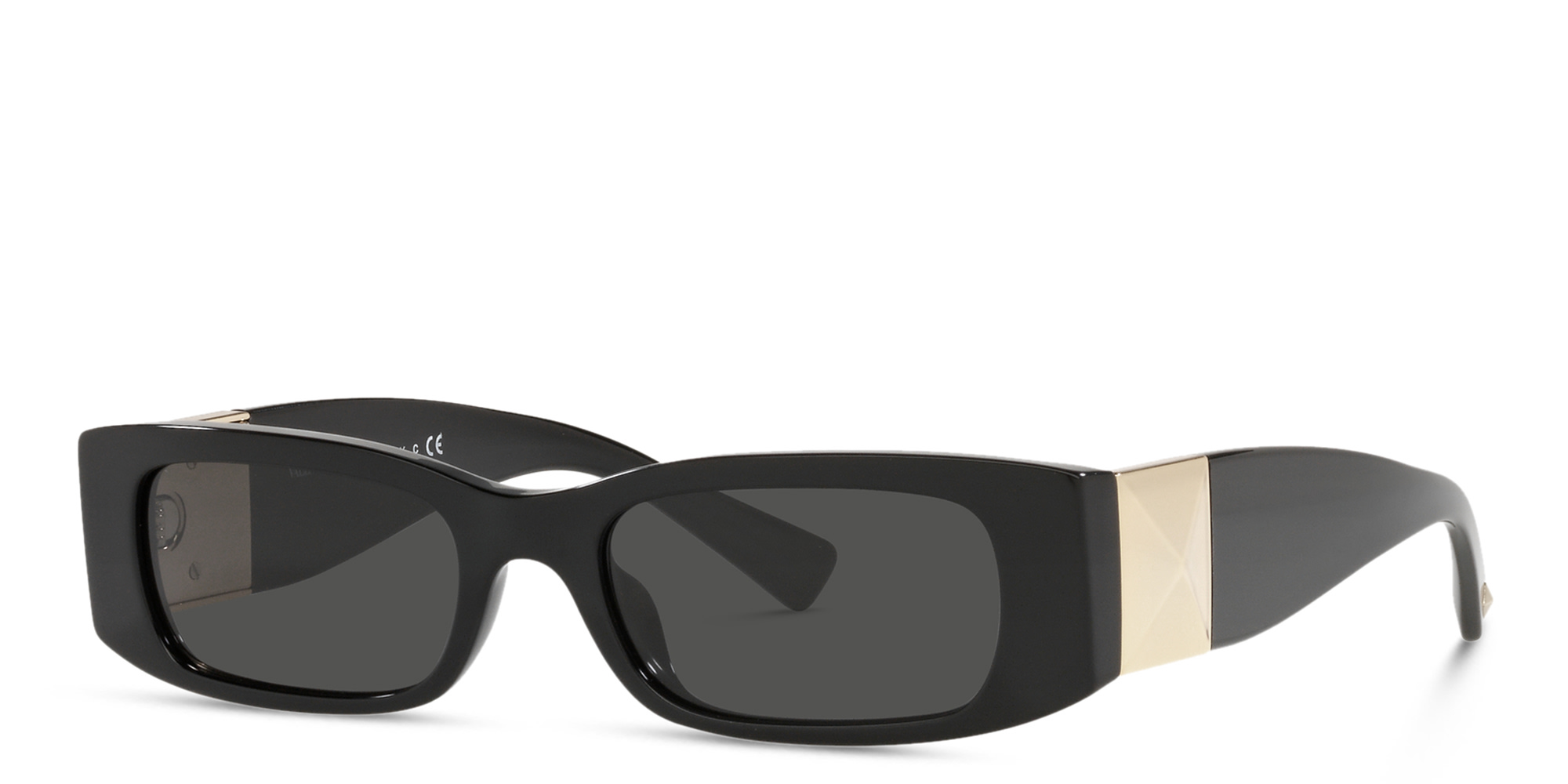 Shop VALENTINO Rectangle Sunglasses in Black online.