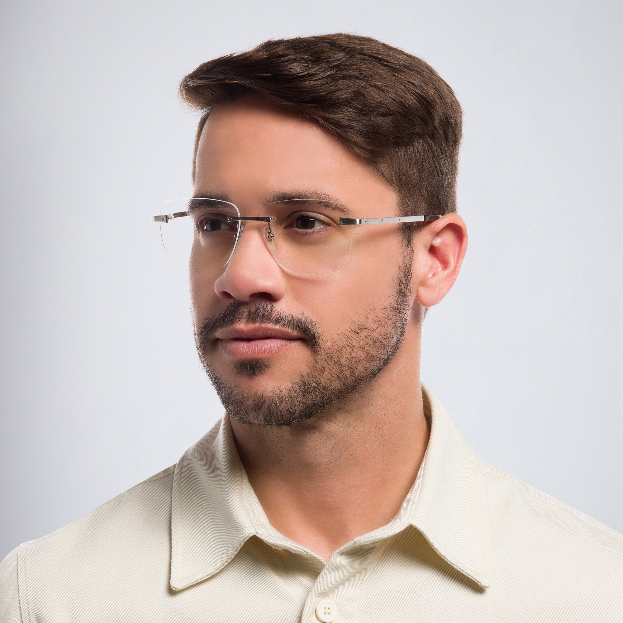 Cartier Santos de Cartier Wide Rimless Eyeglasses in Silver – Product Photo 5