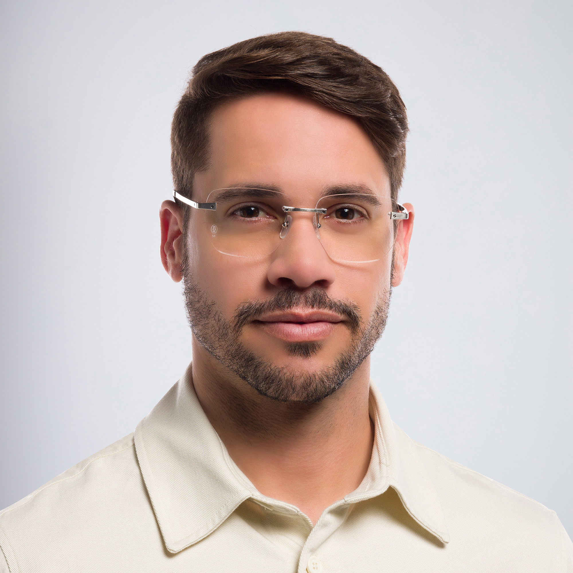 Cartier Santos de Cartier Wide Rimless Eyeglasses in Silver – Product Photo 6