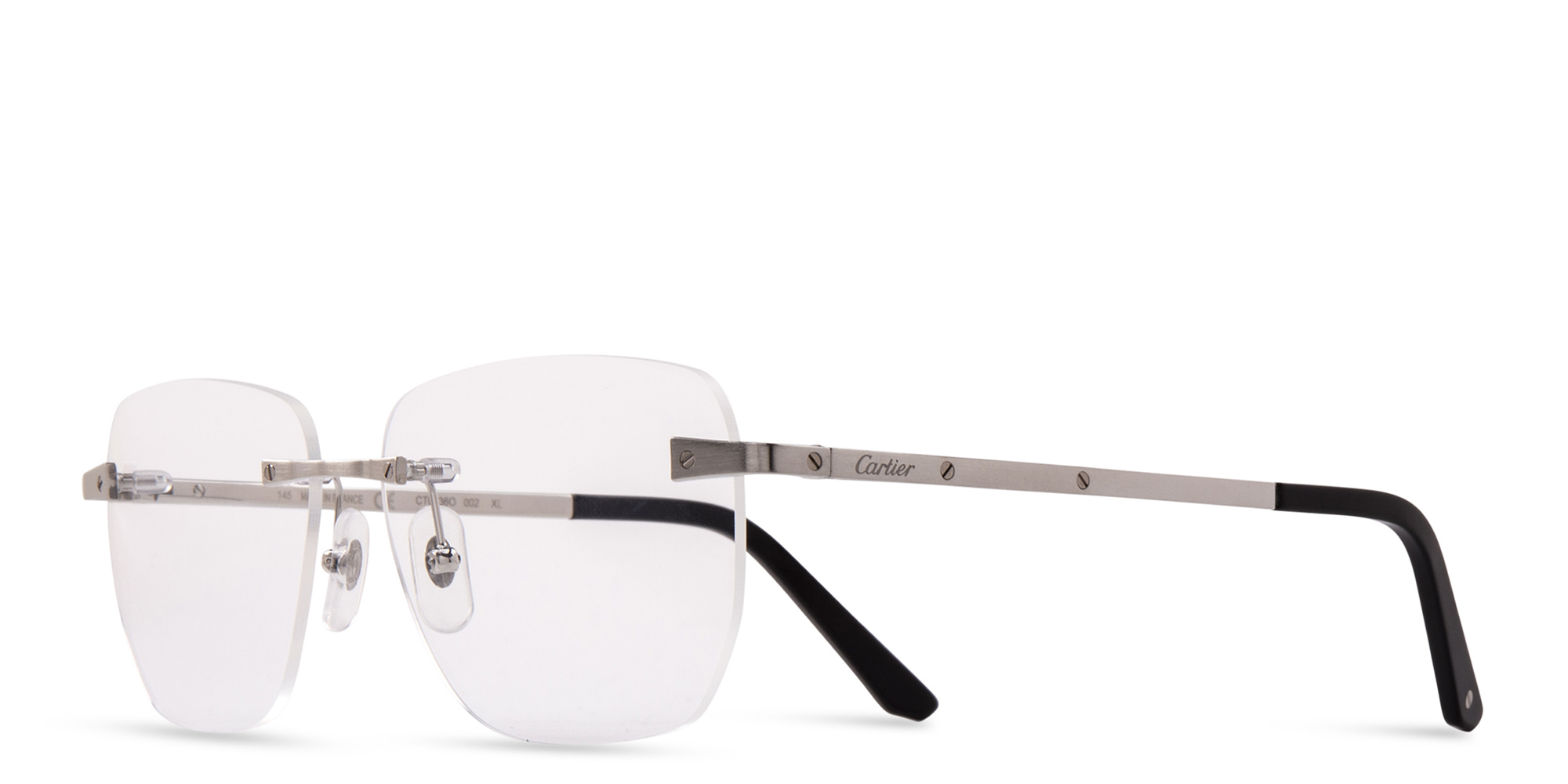 Cartier Santos de Cartier Wide Rimless Eyeglasses in Silver – Product Photo 2