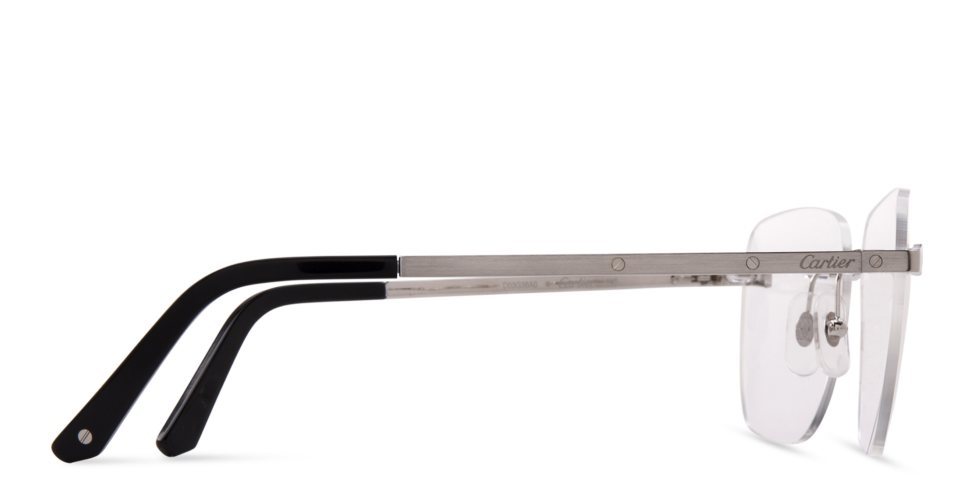 Cartier Santos de Cartier Wide Rimless Eyeglasses in Silver – Product Photo 4