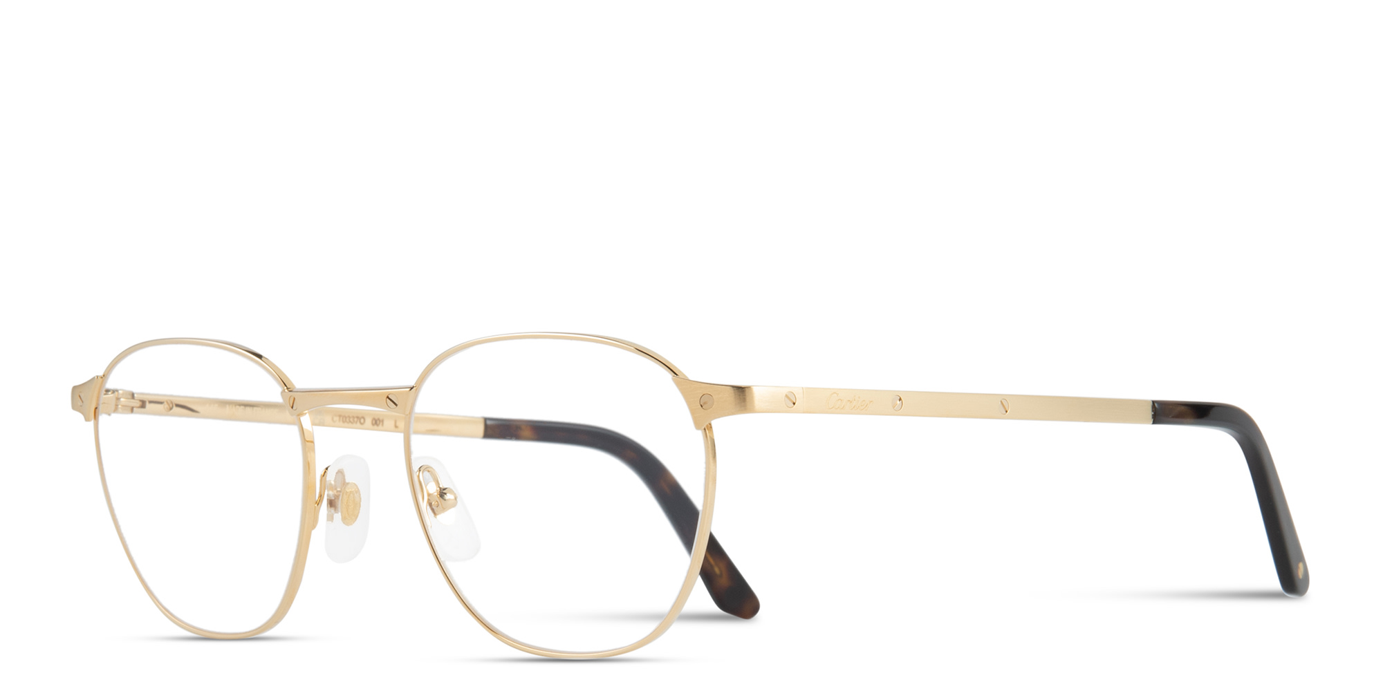 Shop Cartier Santos de Cartier Round Eyeglasses in Gold online.