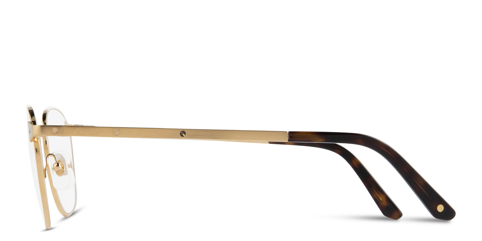 Shop Cartier Santos de Cartier Round Eyeglasses in Gold online.