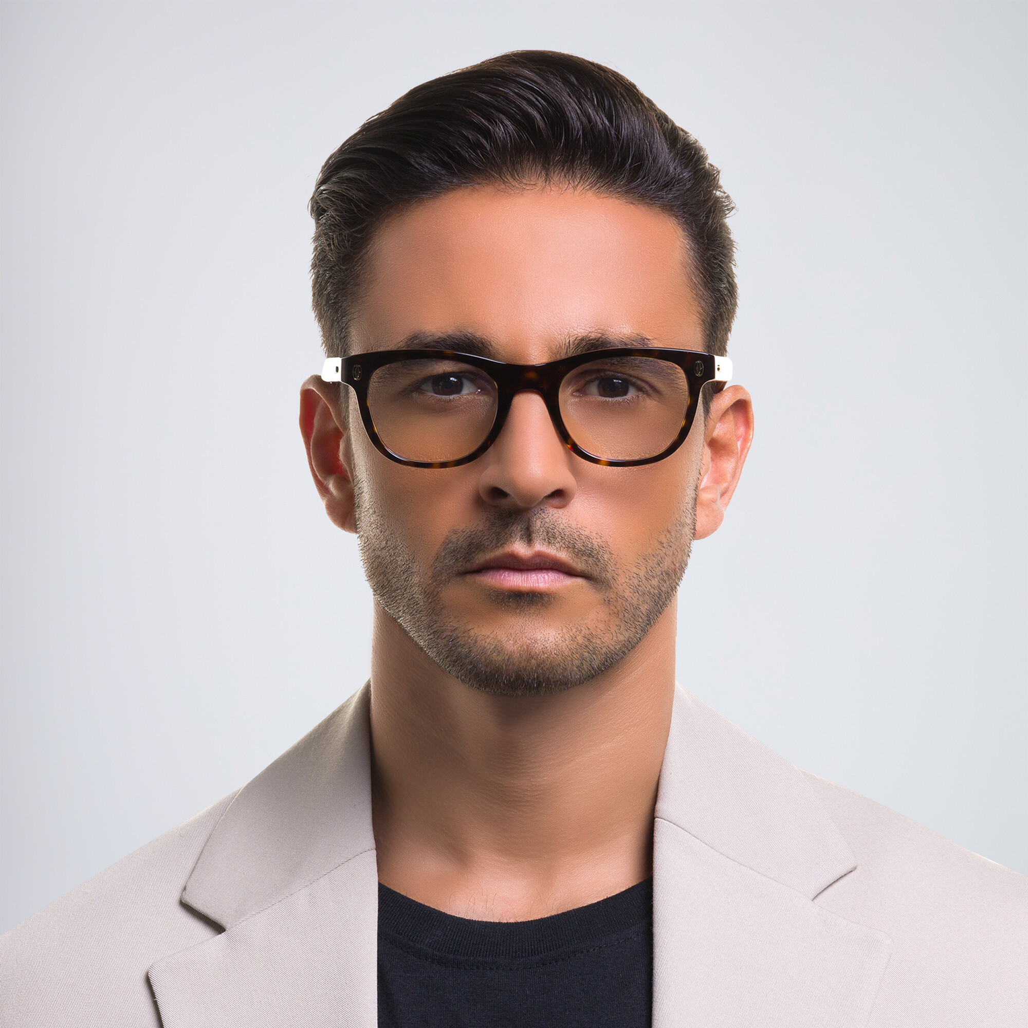 Shop Cartier Signature 'C'de Cartier Square Eyeglasses in Havana online.