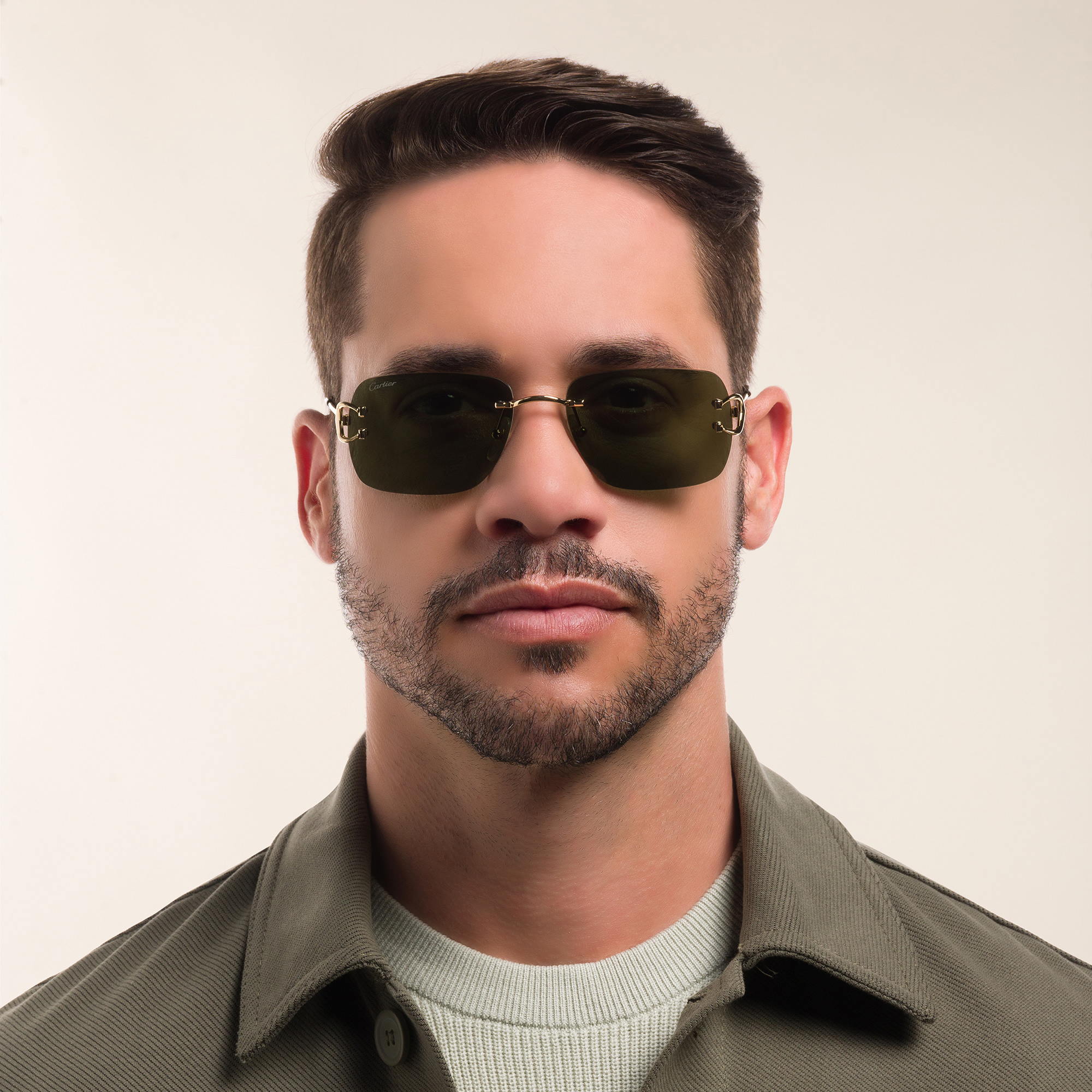 Cartier Signature 'C'de Cartier Rimless Sunglasses in Gold – Product Photo 5