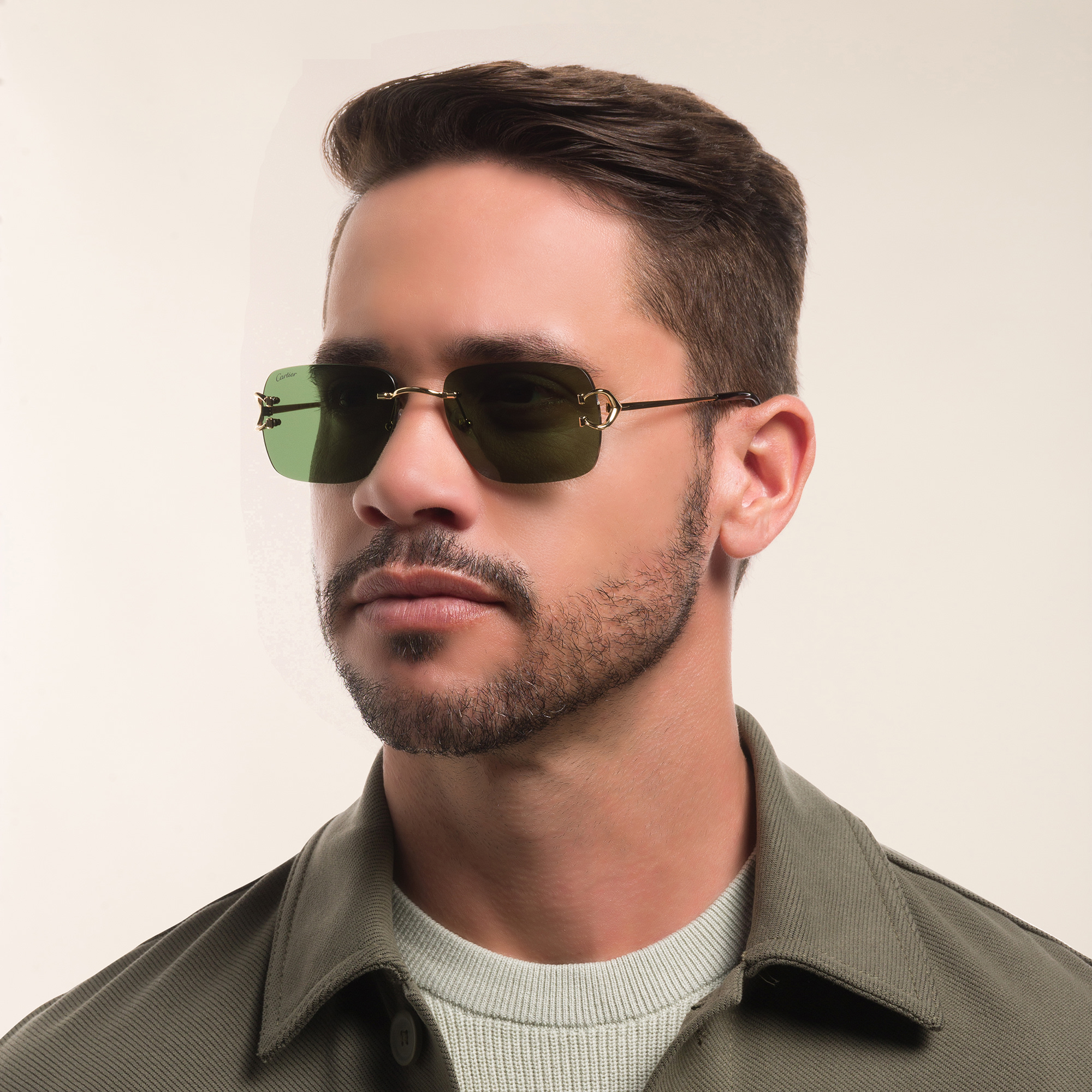 Cartier Signature 'C'de Cartier Rimless Sunglasses in Gold – Product Photo 6