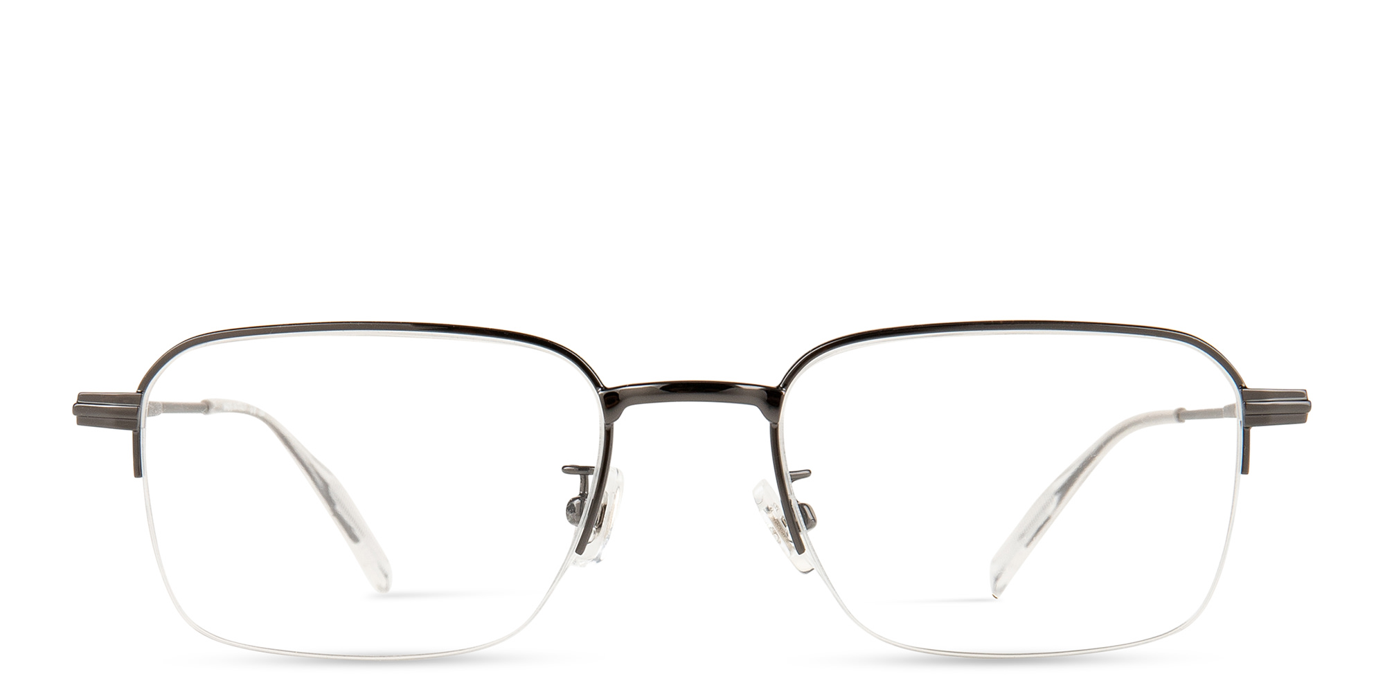 Shop MONTBLANC Half-Rim Rectangle Eyeglasses in Ruthenium online.