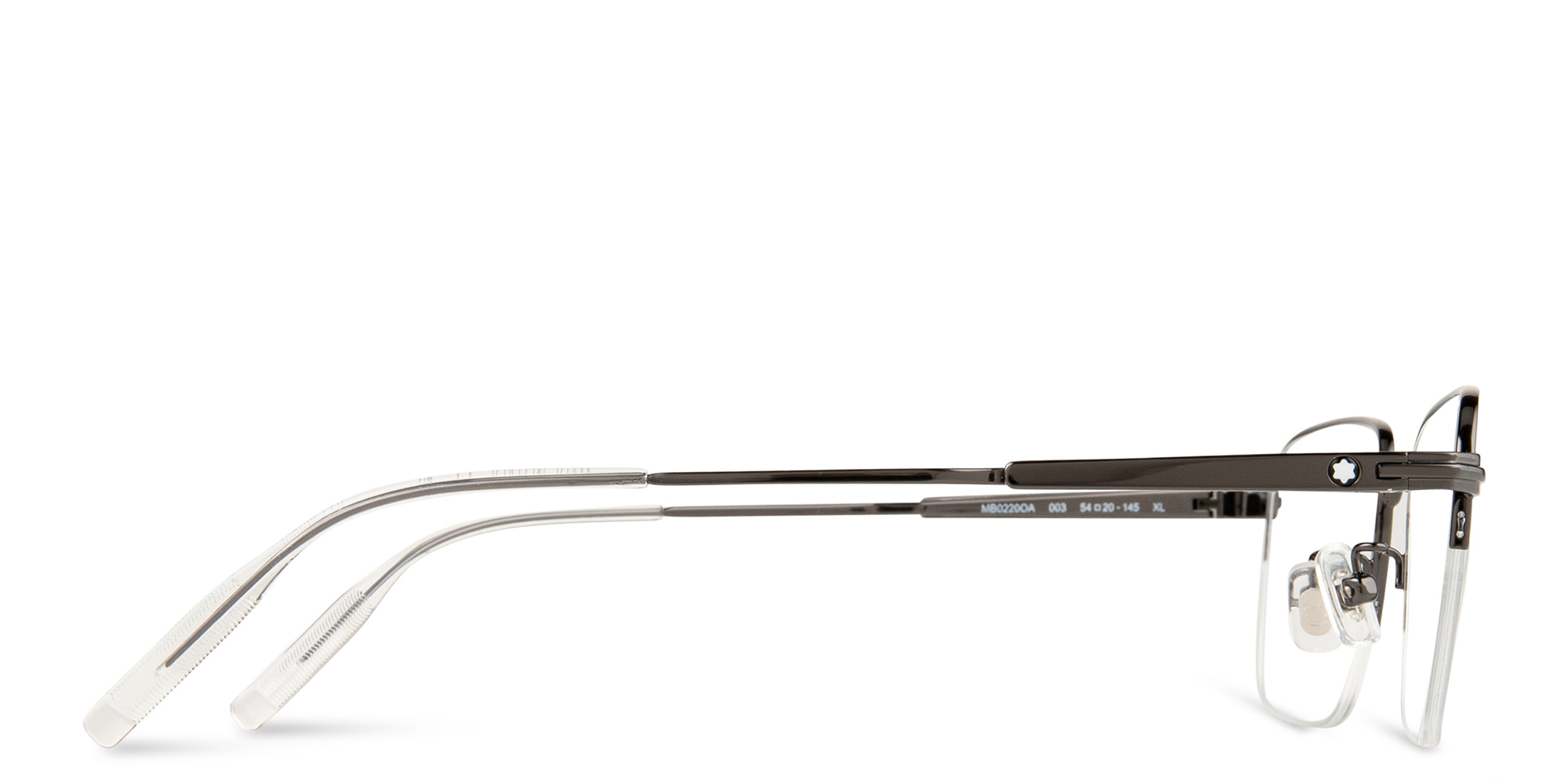 Shop MONTBLANC Half-Rim Rectangle Eyeglasses in Ruthenium online.