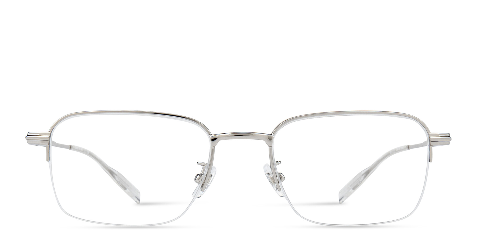 Shop MONTBLANC Half-Rim Rectangle Eyeglasses in Silver online.
