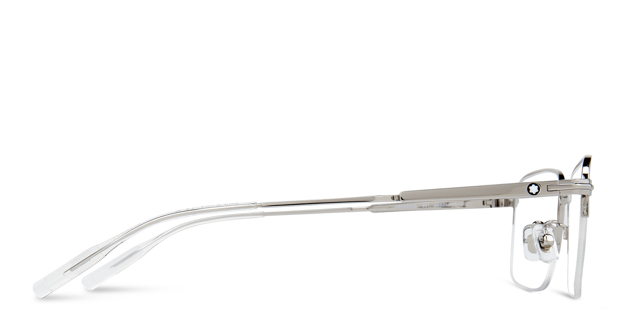 Shop MONTBLANC Half-Rim Rectangle Eyeglasses in Silver online.
