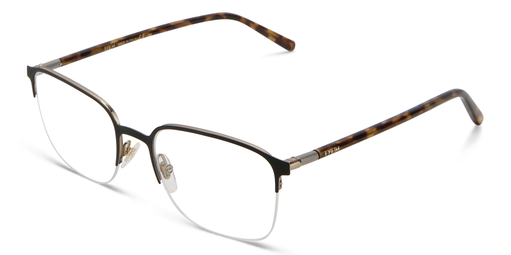 Shop EYE'M Half Rim Rectangle Eyeglasses in Black online.