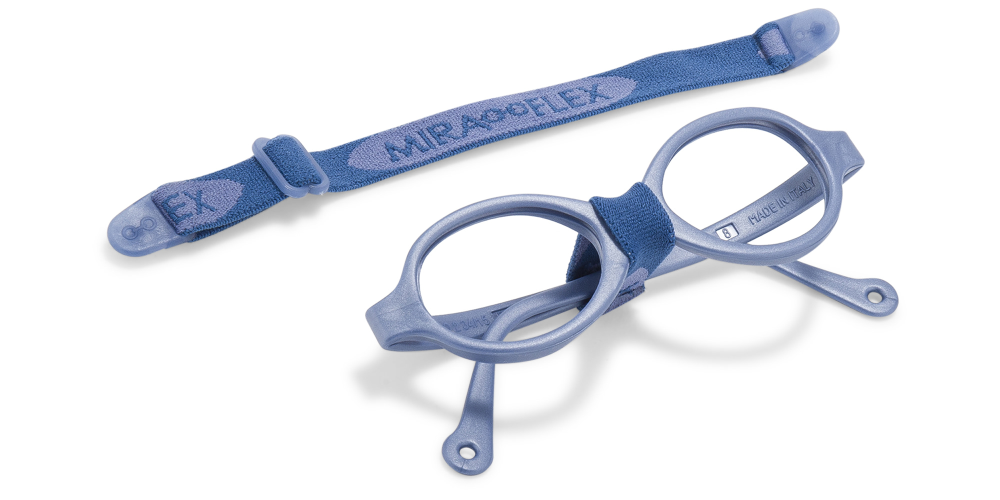 Mira Flex Kids Round Eyeglasses in Blue – Product Photo 4