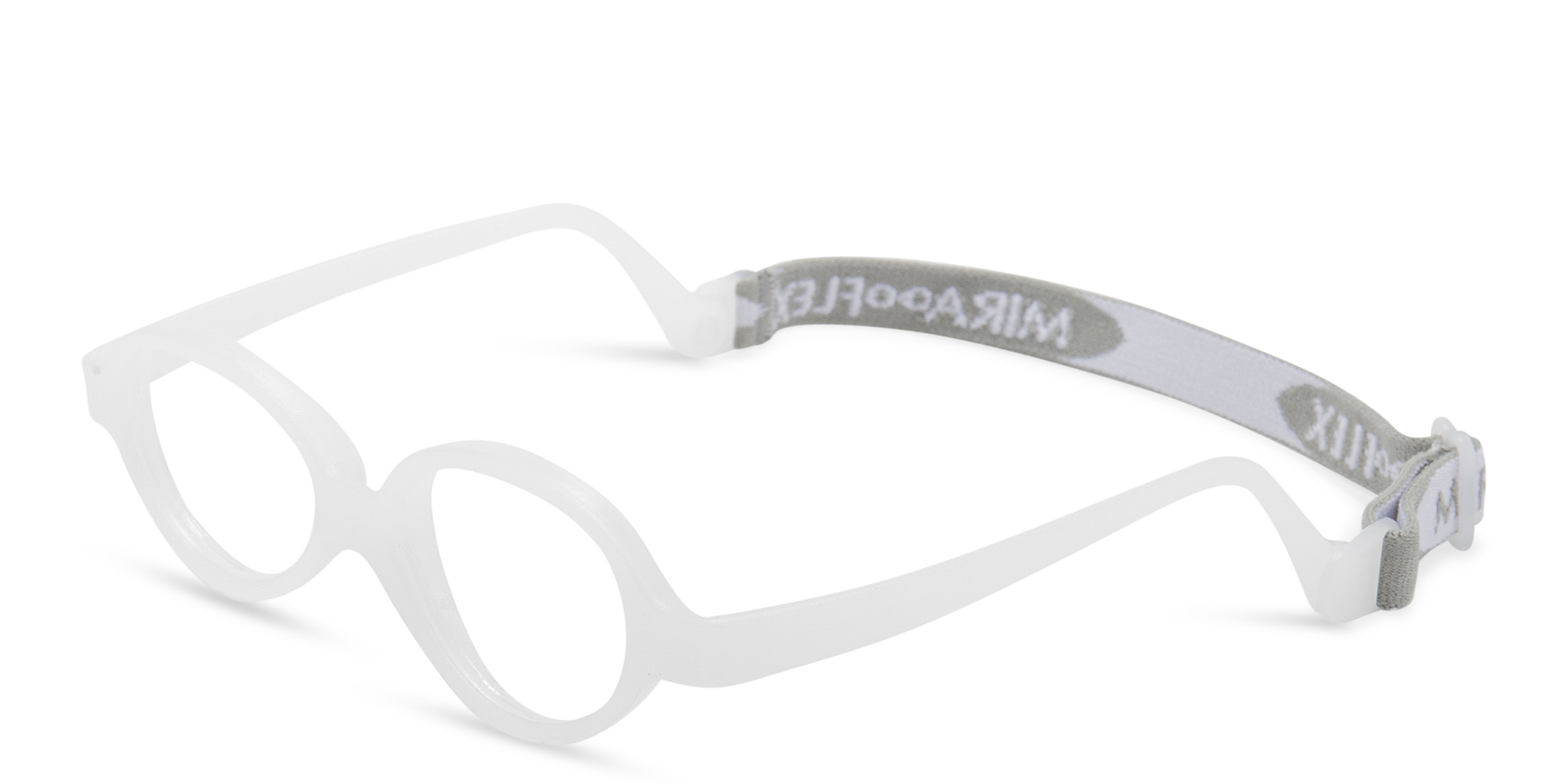 Mira Flex Kids Round Eyeglasses in White – Product Photo 2