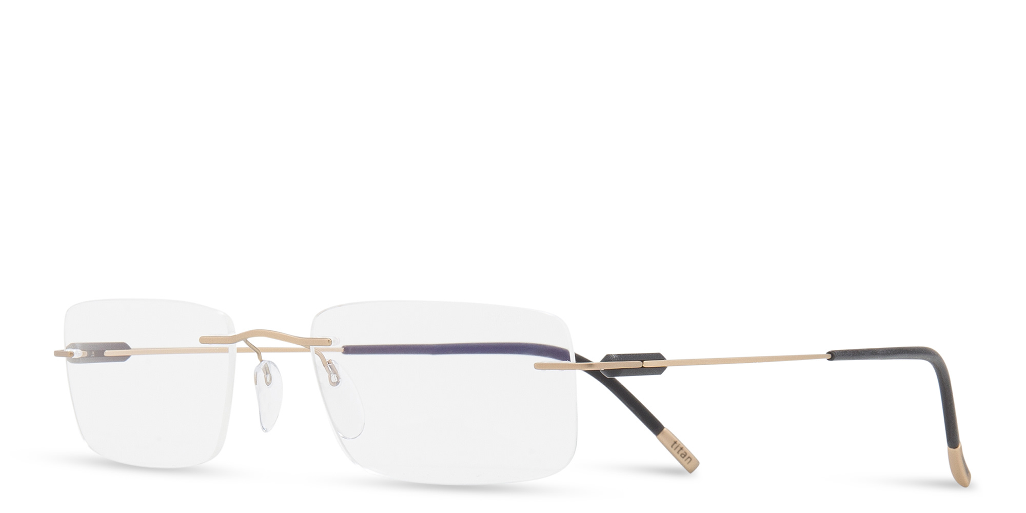 Silhouette Rimless Rectangle Eyeglasses in Gold – Product Photo 2