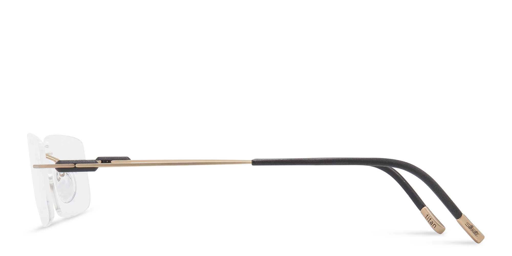 Silhouette Rimless Rectangle Eyeglasses in Gold – Product Photo 3