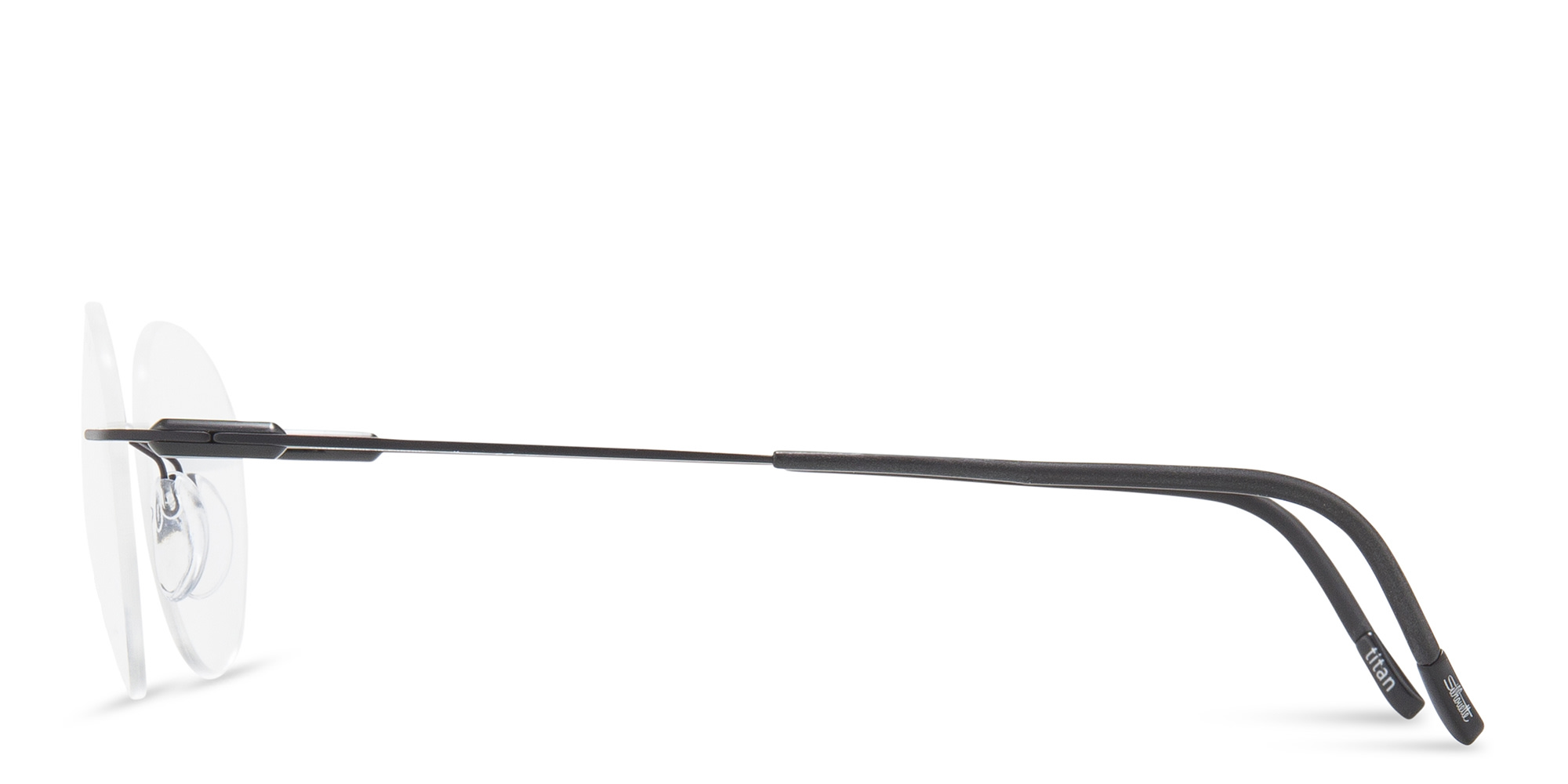 Shop Silhouette Rimless Round Eyeglasses in Black online.