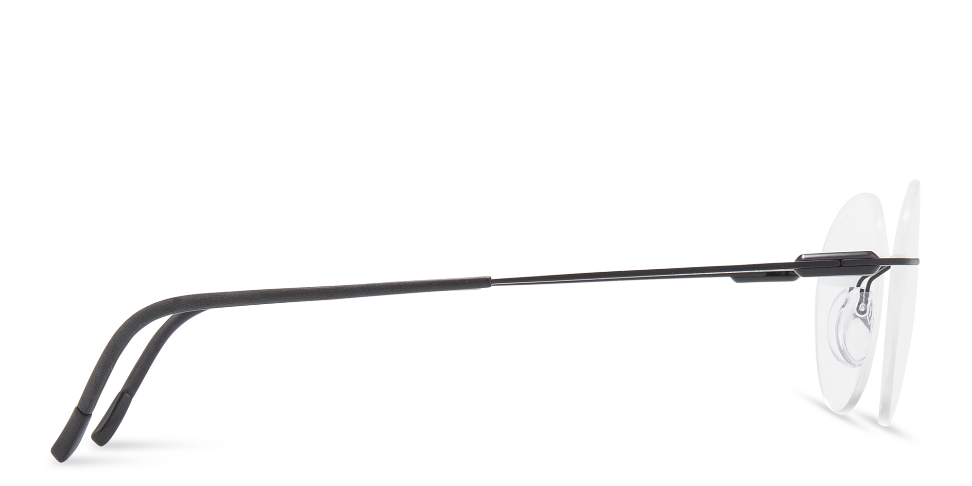 Shop Silhouette Rimless Round Eyeglasses in Black online.