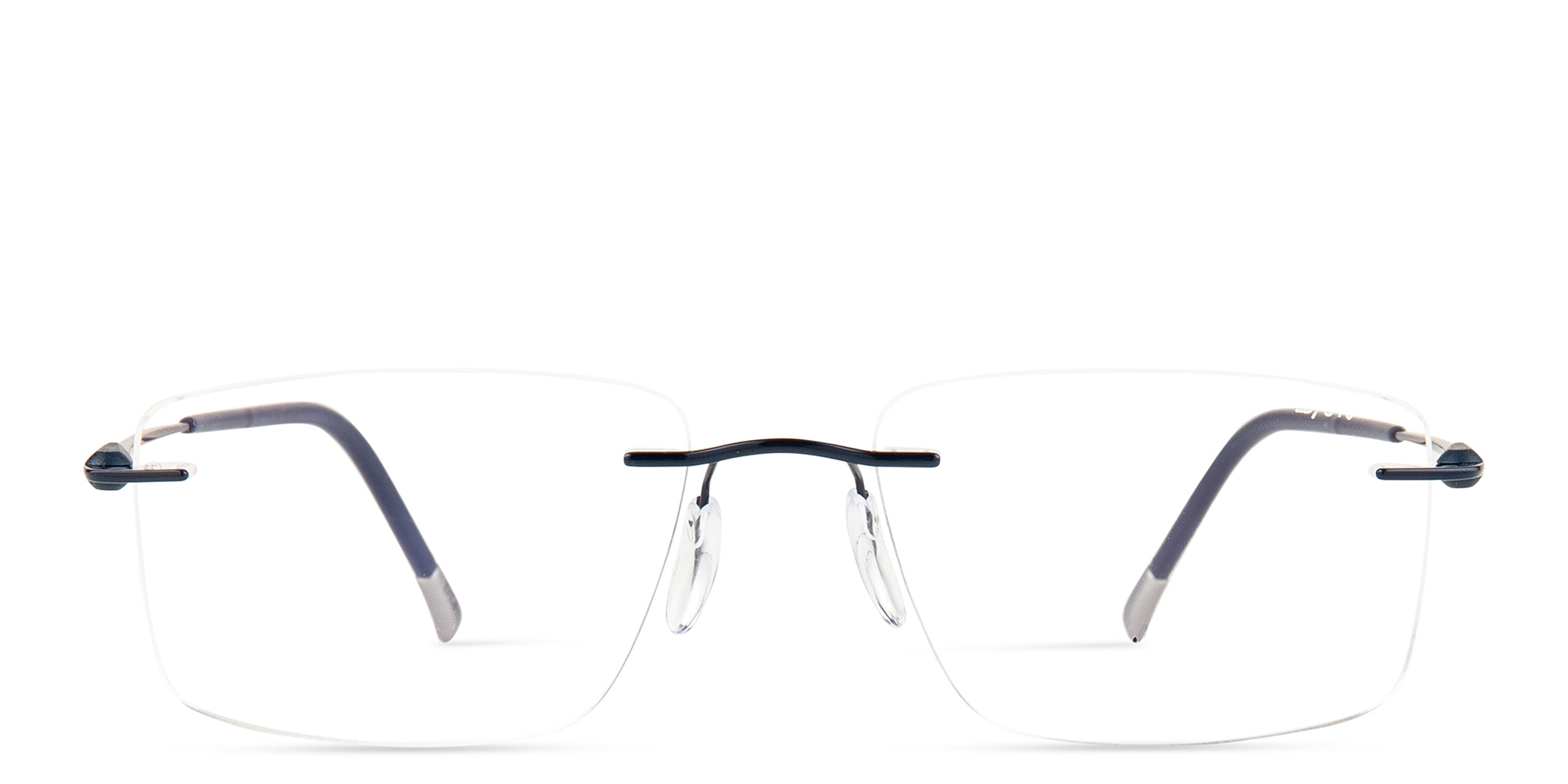 Shop Silhouette Rimless Rectangle Eyeglasses in Blue online.