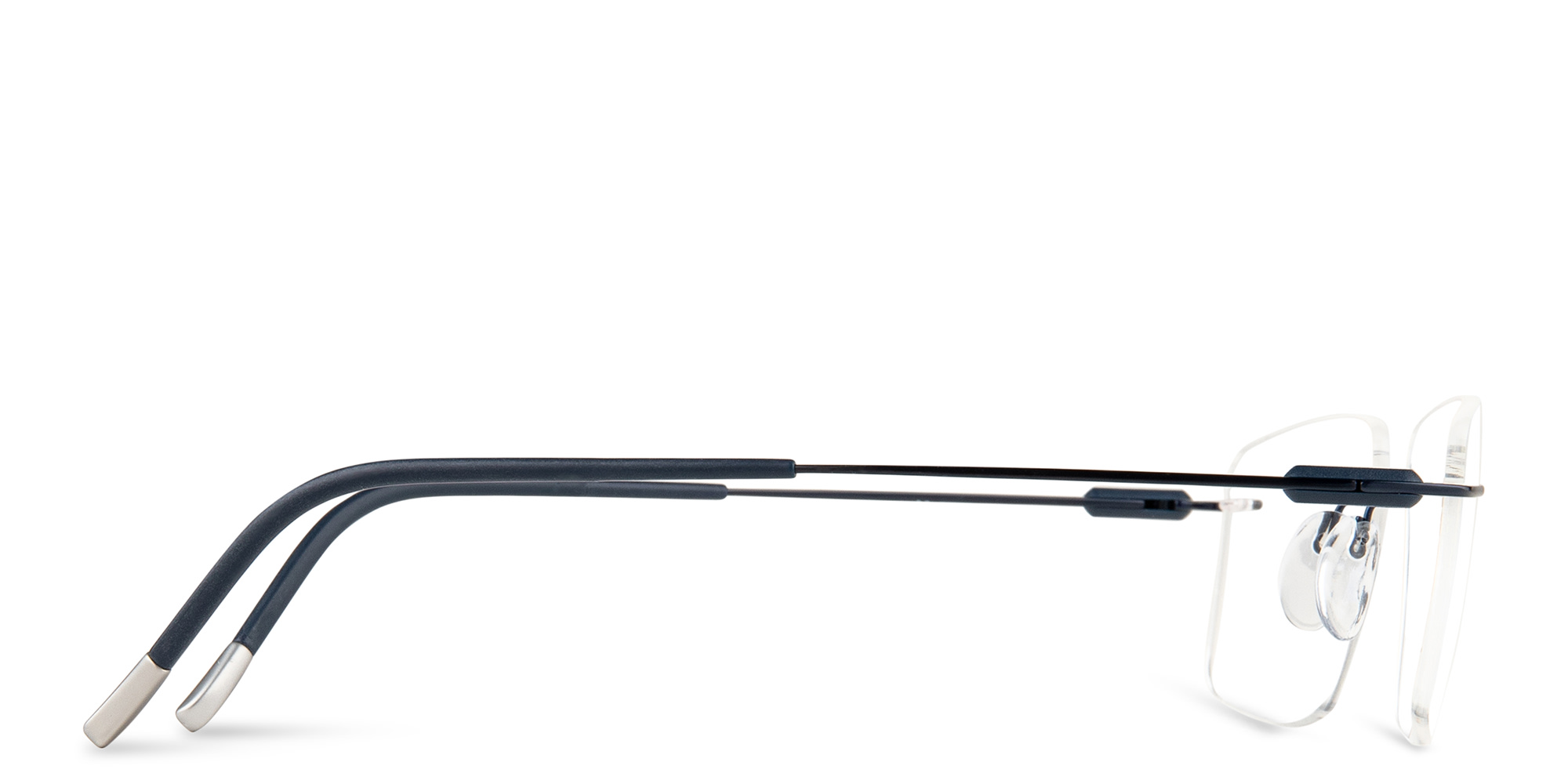 Shop Silhouette Rimless Rectangle Eyeglasses in Blue online.