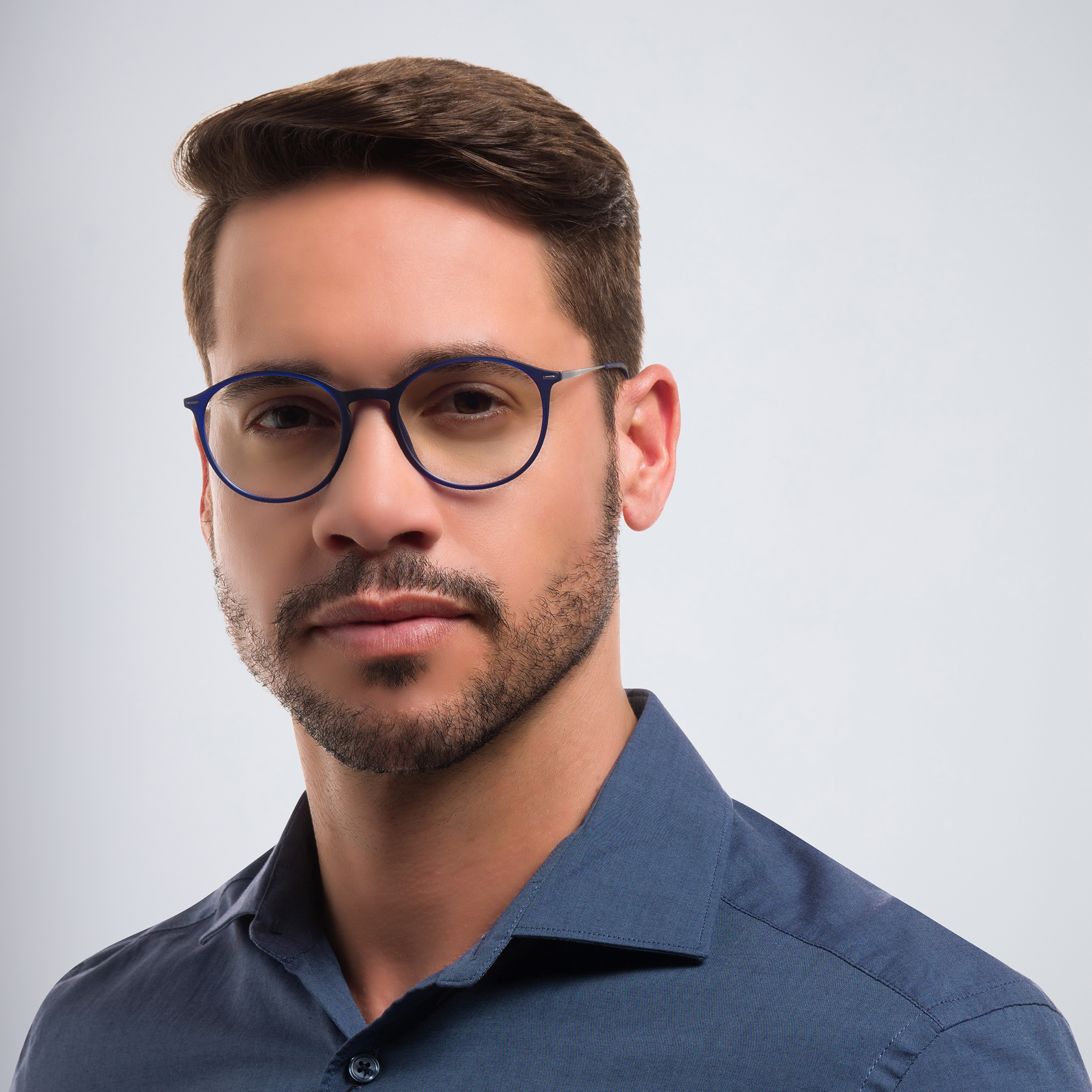 Shop Silhouette Unisex Round Eyeglasses in Blue online.