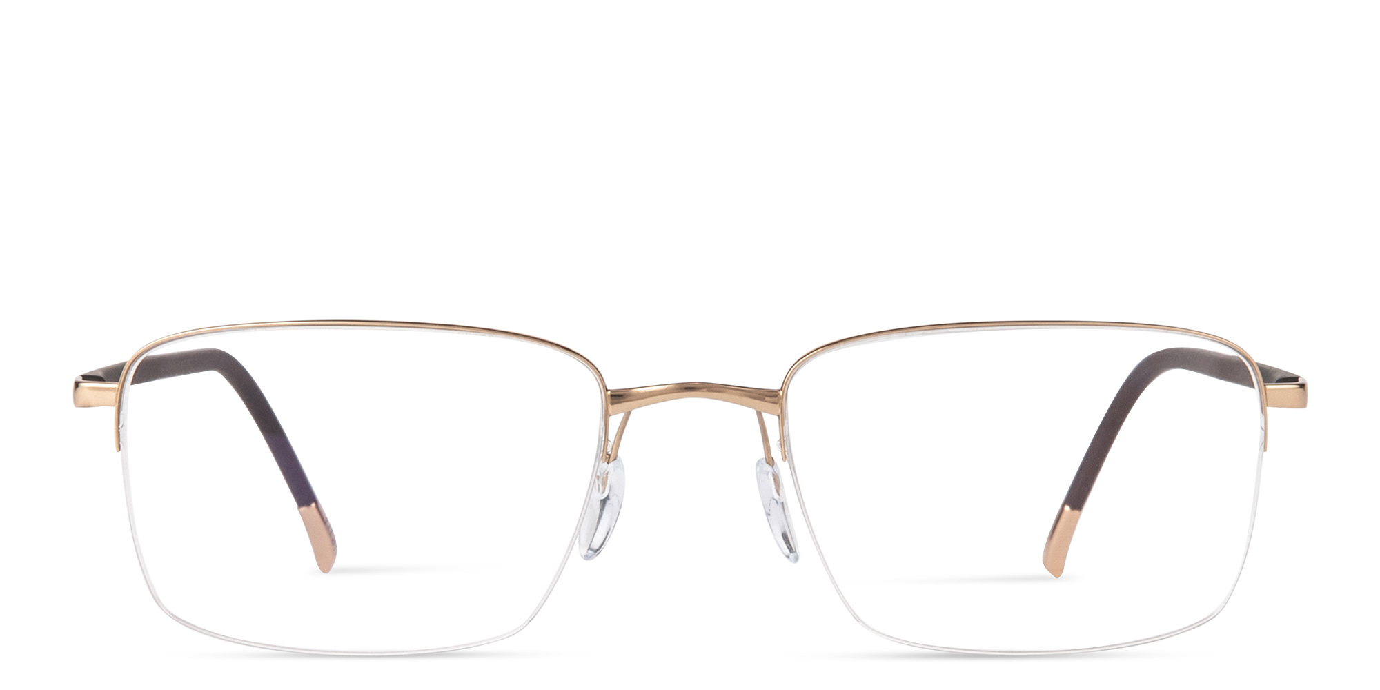 Shop Silhouette Half-Rim Rectangle Eyeglasses in Gold online.