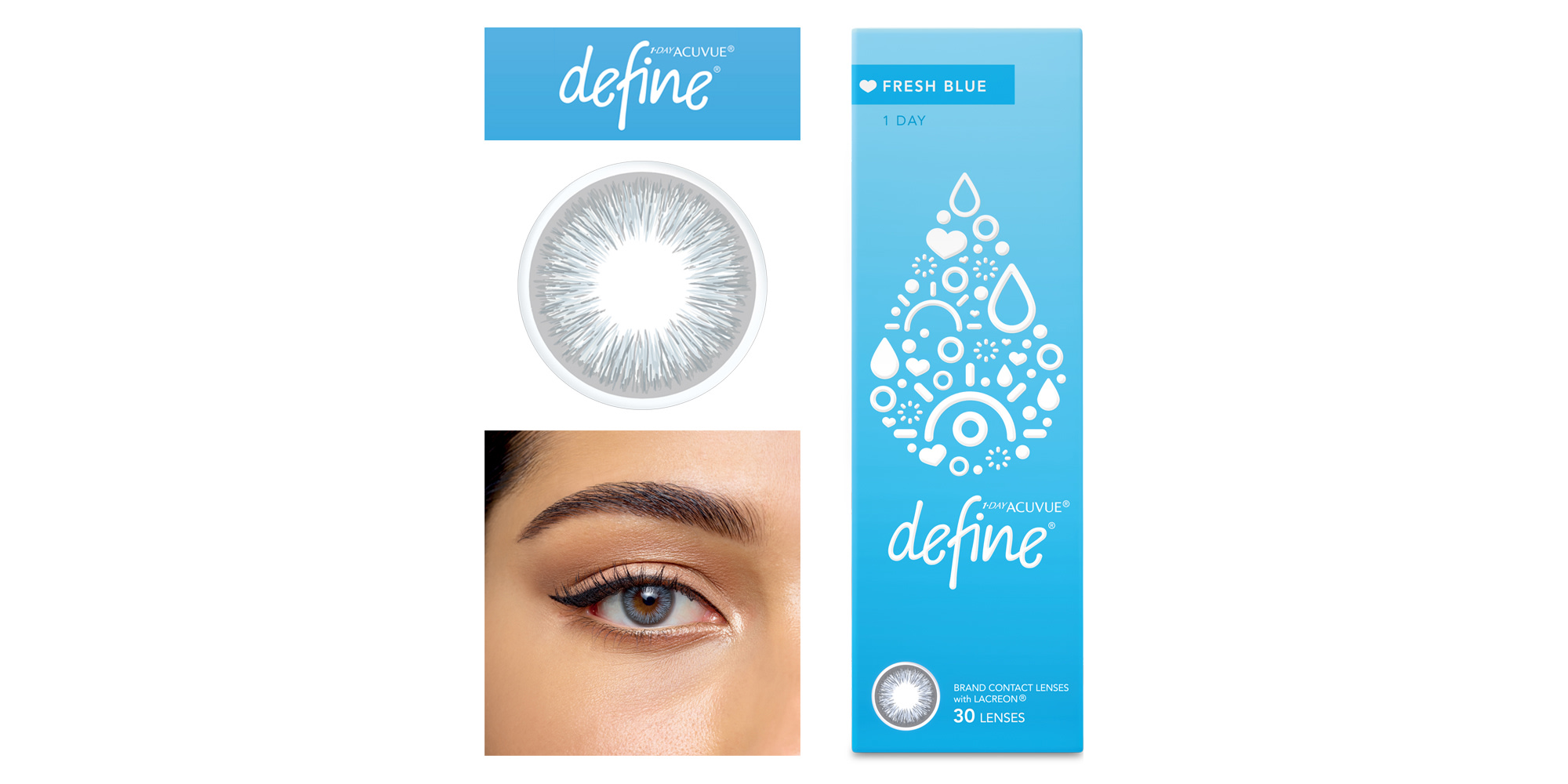 ACUVUE 1-Day  Define Fresh Color Contact Lenses - Blue – Product Photo 5