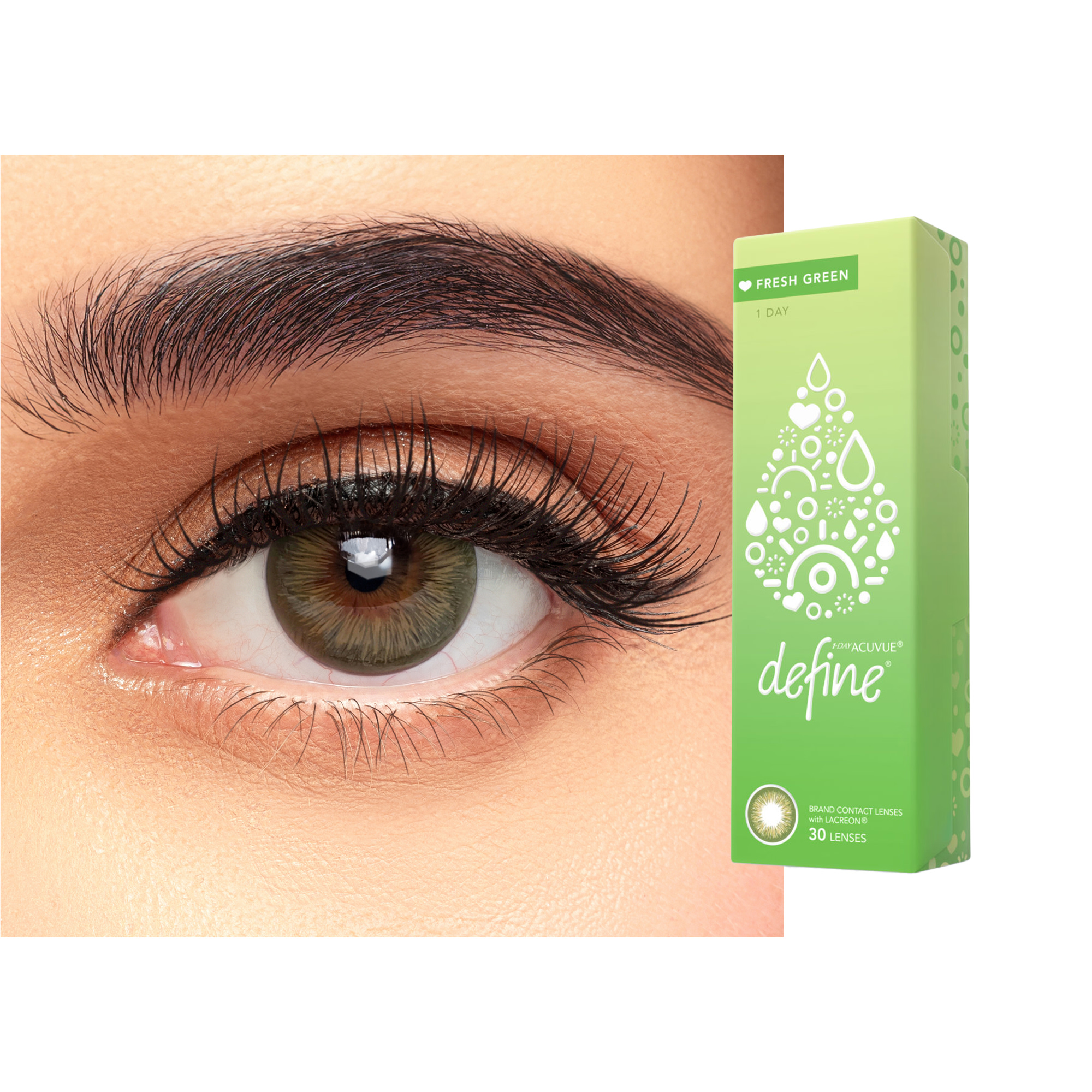 ACUVUE 1-Day Define Fresh Color Contact Lenses - Green – Product Photo 1