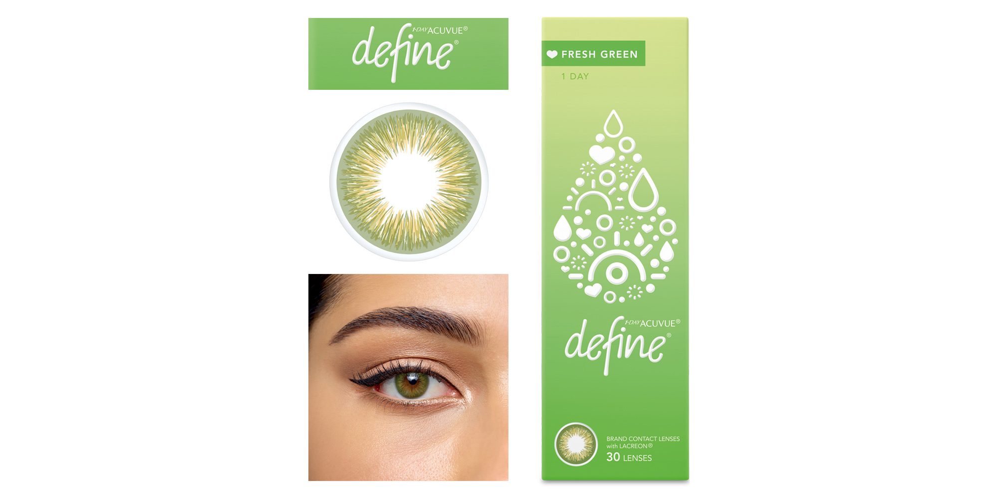 ACUVUE 1-Day  Define Fresh Color Contact Lenses - Green – Product Photo 5