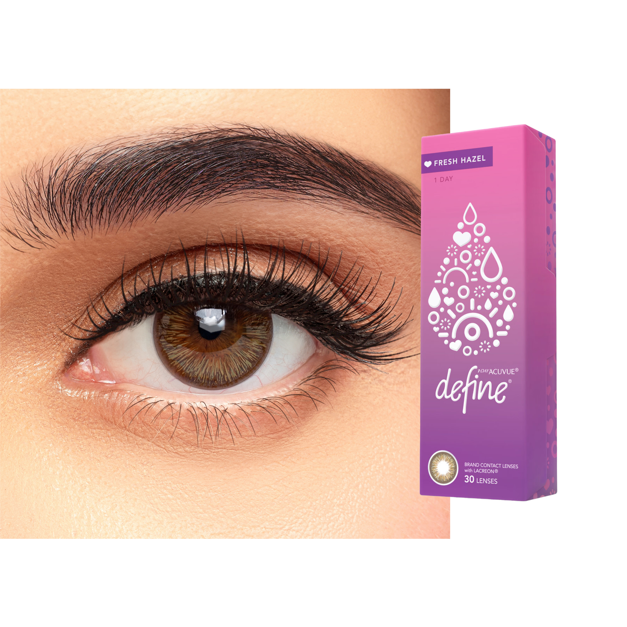 ACUVUE 1-Day  Define Fresh Color Contact Lenses - Hazel – Product Photo 1