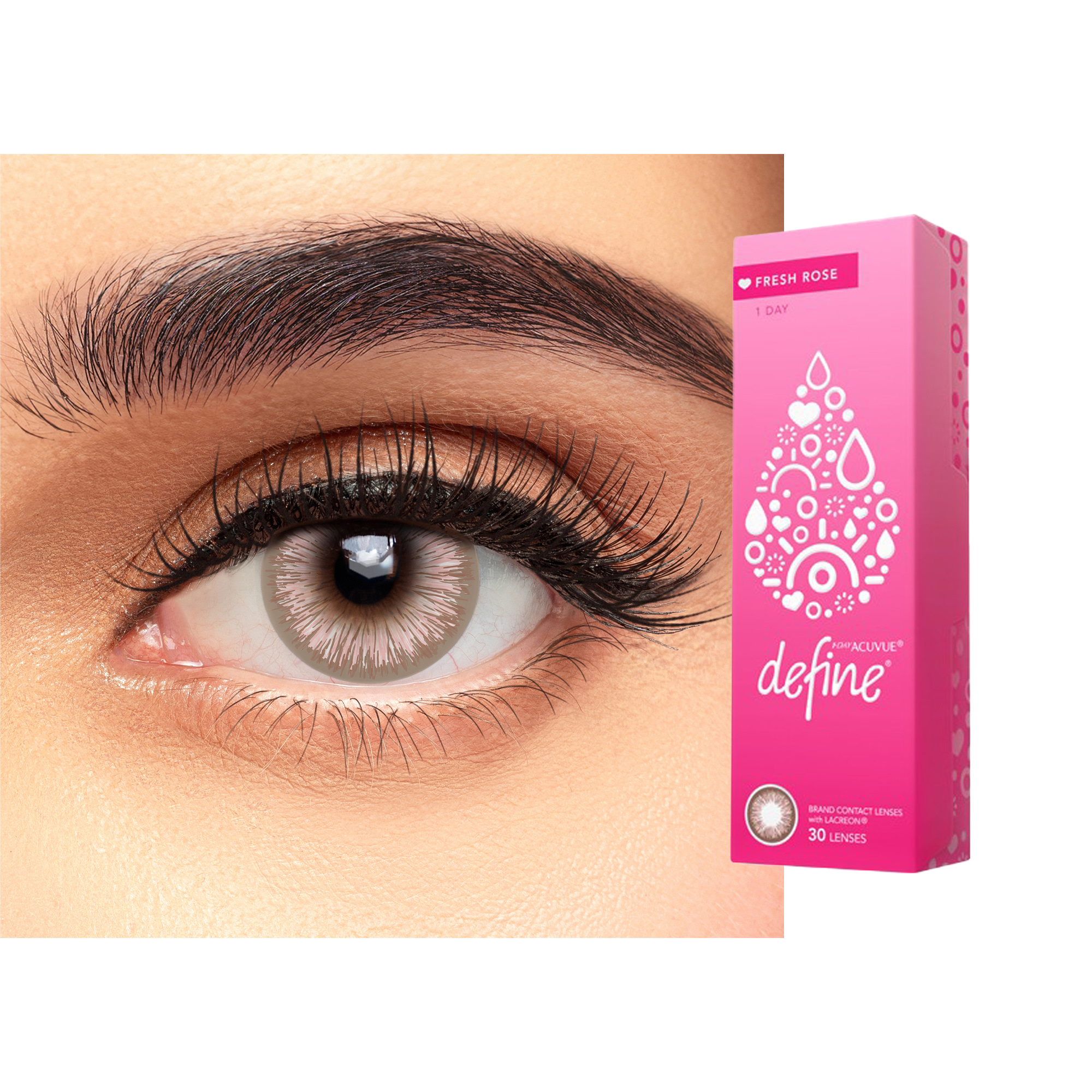 ACUVUE 1-Day Define Fresh Color Contact Lenses - Rose – Product Photo 1